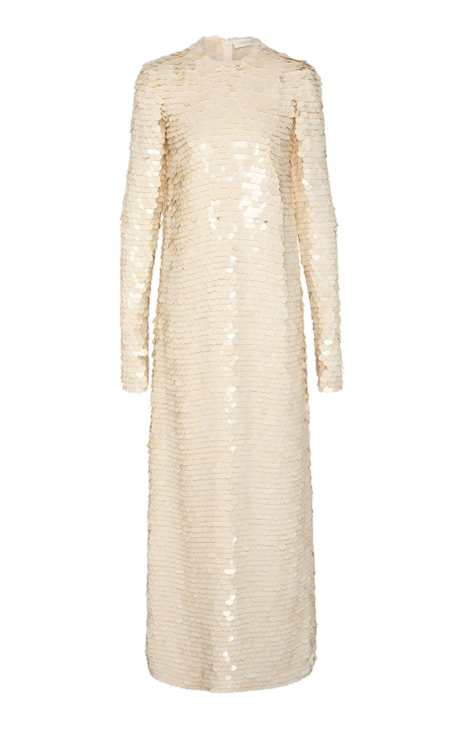 Zimmermann Eden Sequined Silk Maxi Dress In Off-white