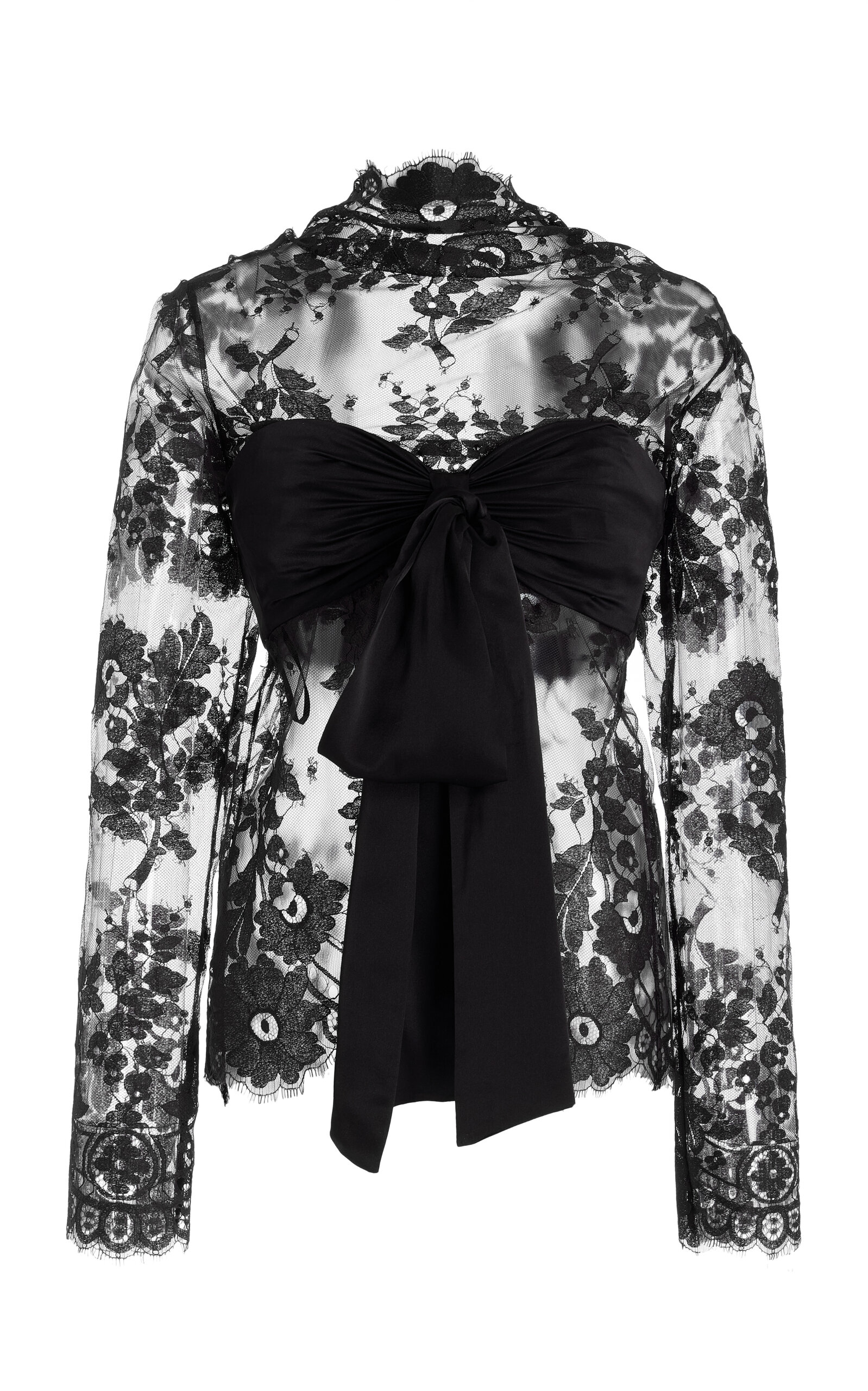 Zimmermann Lace Bow Blouse In Black