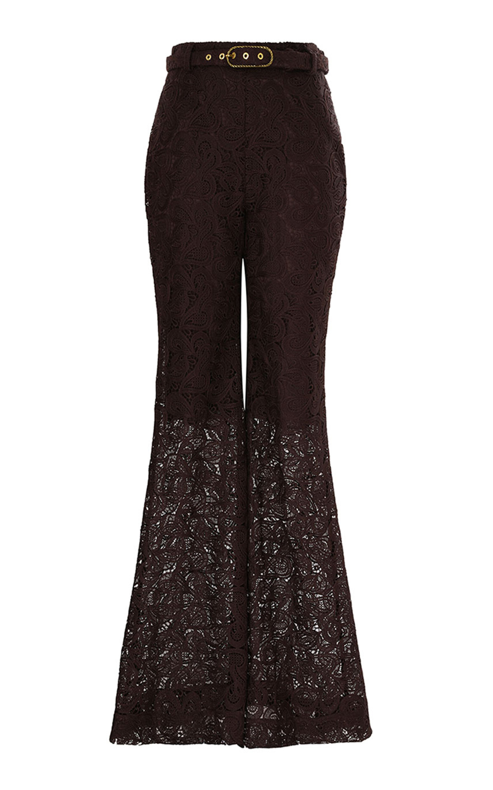 Zimmermann Illustration Lace Flare Pants In Brown