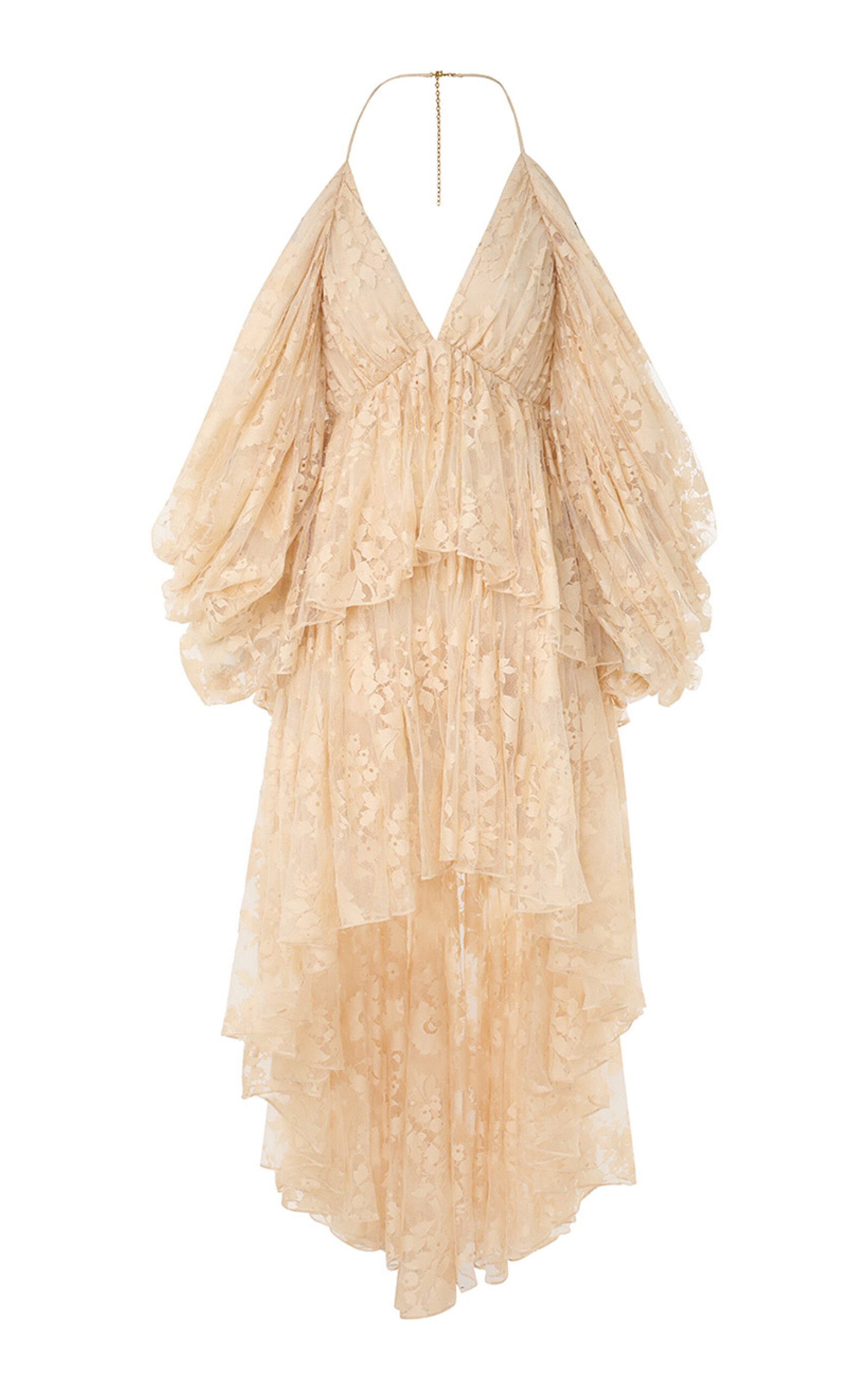 Zimmermann Illustration Lace High-low Dress In Off-white