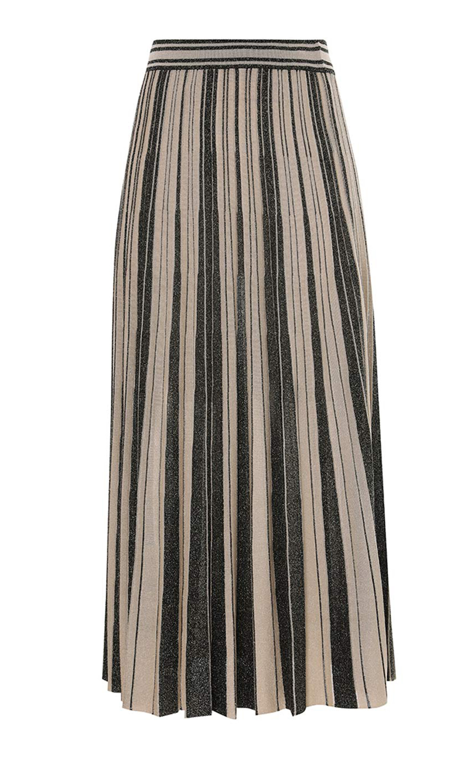 Zimmermann Illustration Metallic Knit Midi Skirt In Black,white