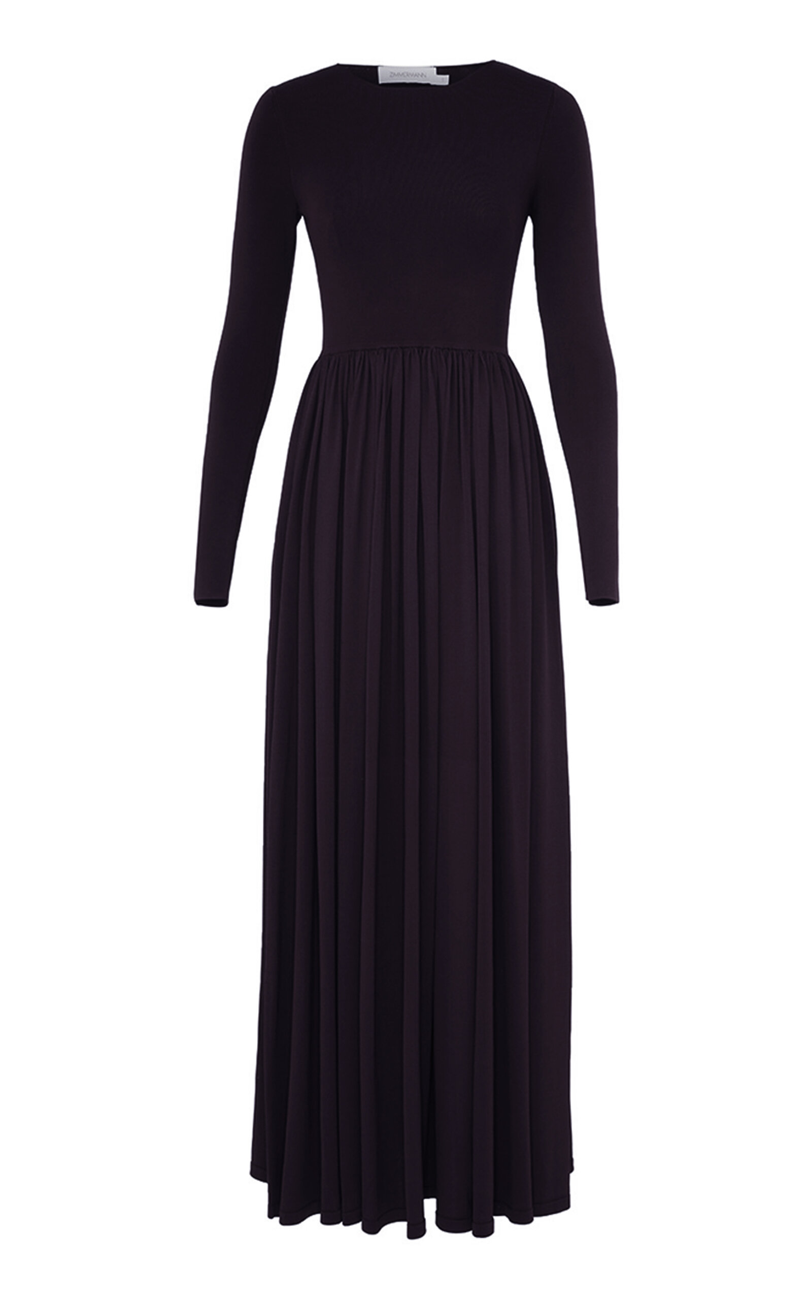 Zimmermann Illustration Pleated Metallic Knit Maxi Dress In Black