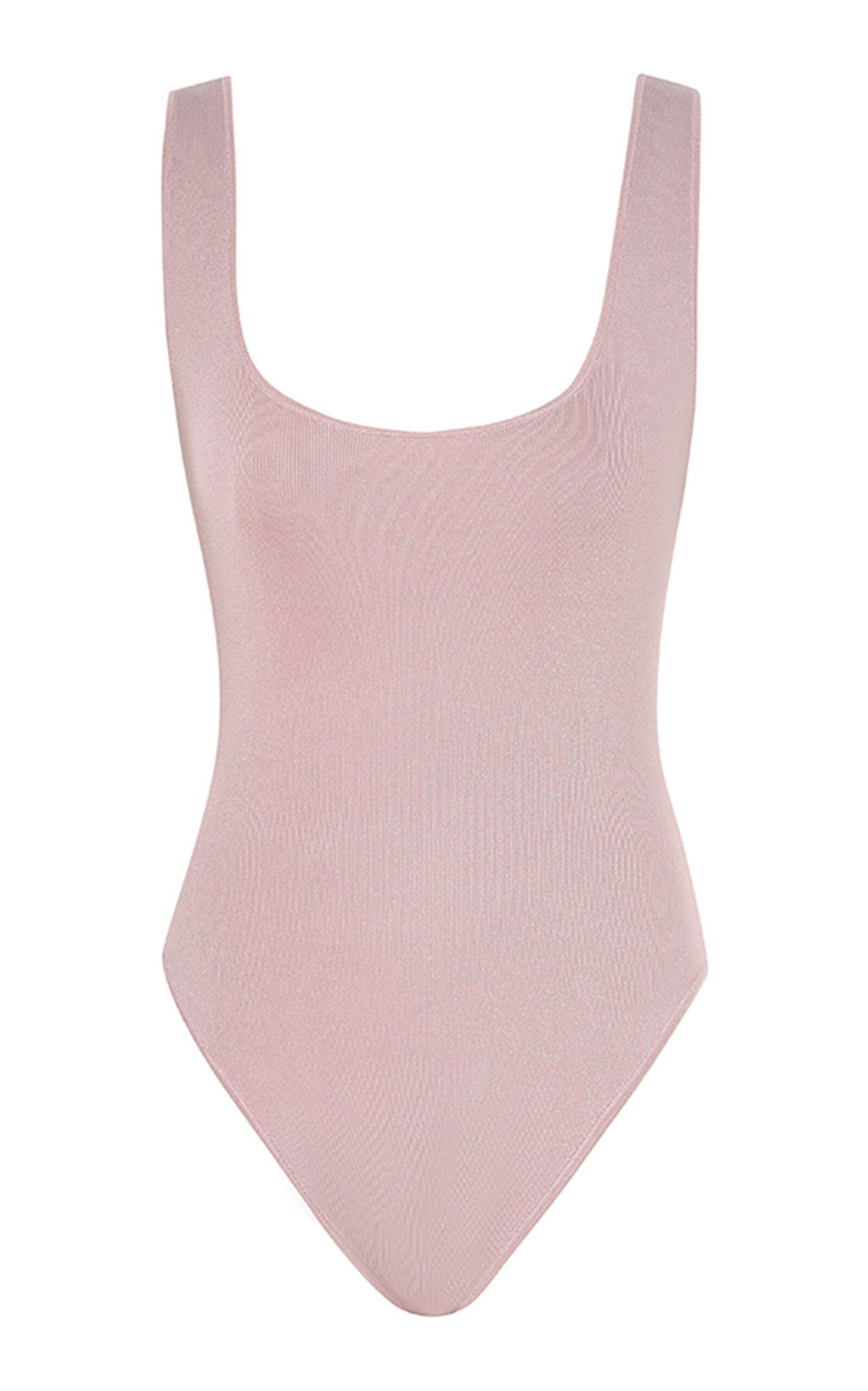 Zimmermann Illustration Scooped Metallic Knit Bodysuit In Pink