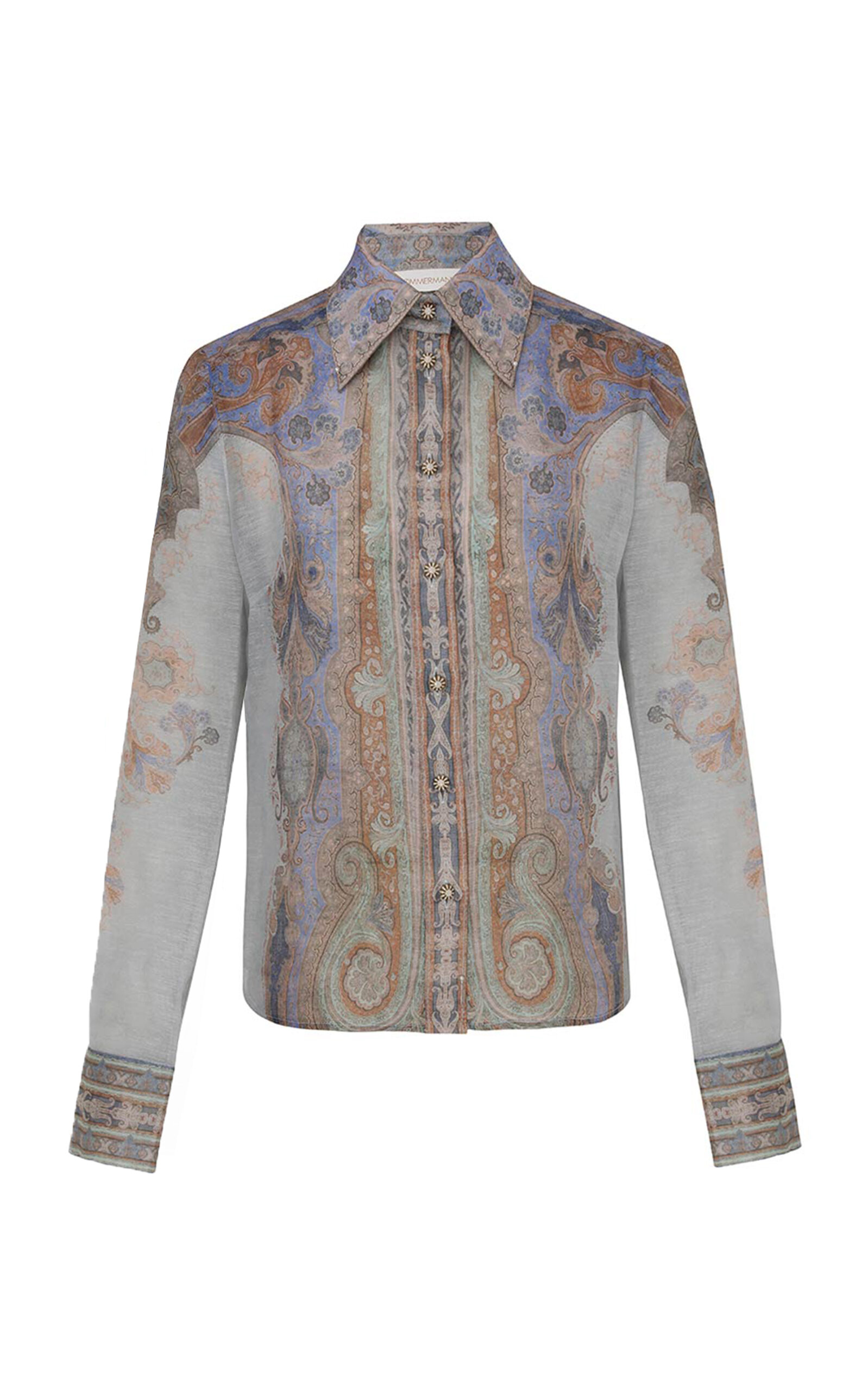 Zimmermann Eden Printed Linen-silk Shirt In Multi