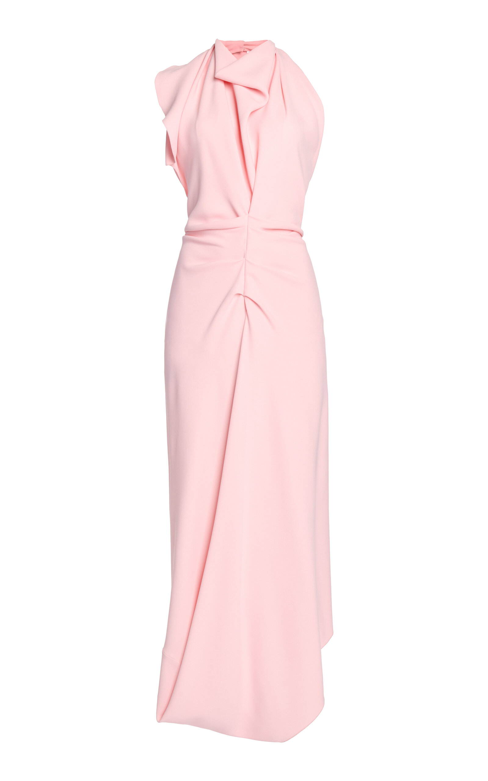 Victoria Beckham Open-back Scarf-detailed Midi Dress In Pink