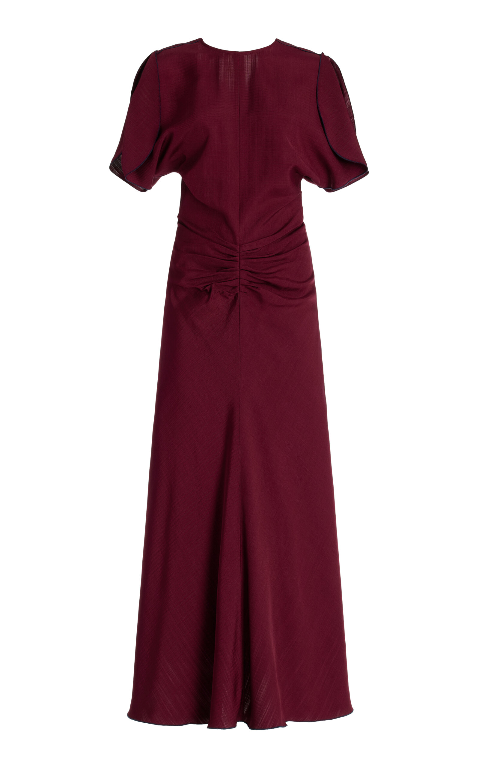 VICTORIA BECKHAM SATIN GATHERED MIDI DRESS