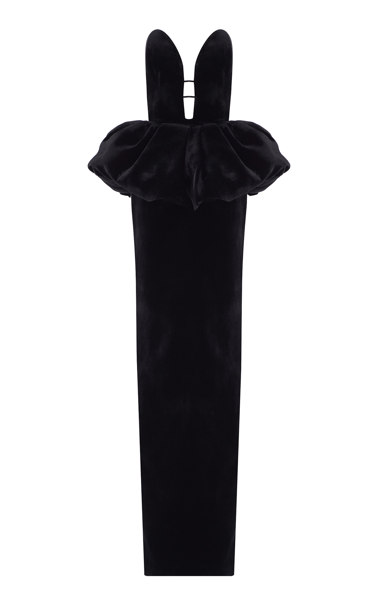 The New Arrivals Ilkyaz Ozel Lia Silk Peplum Gown - Black