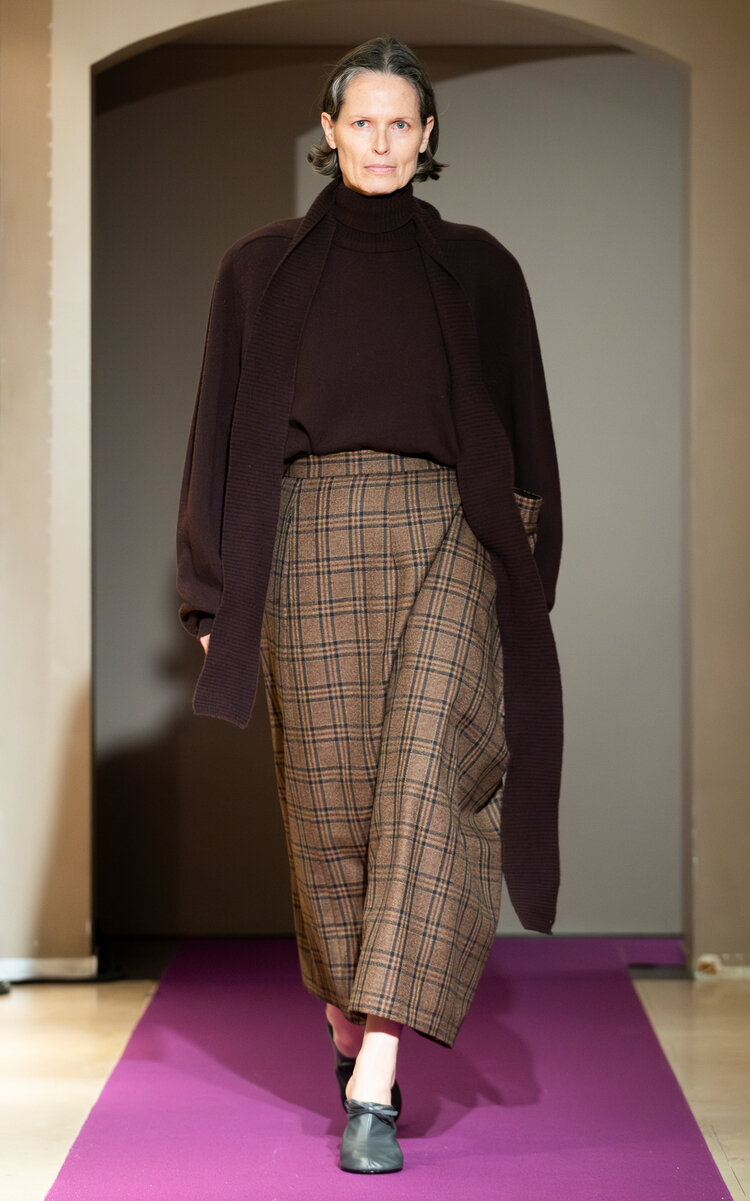 Marie Adam-leenardt Oversized Wool Column Maxi Skirt In Brown