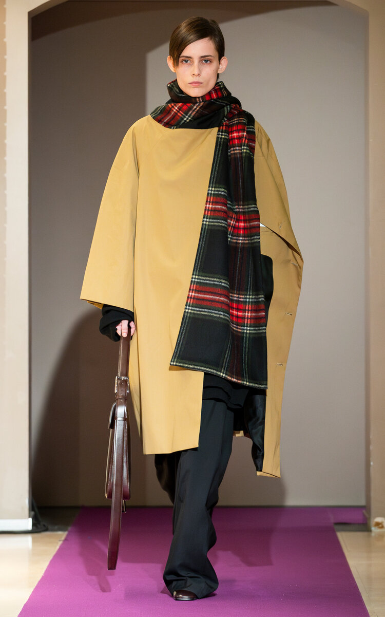 Marie Adam-leenardt Scarf-detailed Cocoon Coat In Tan