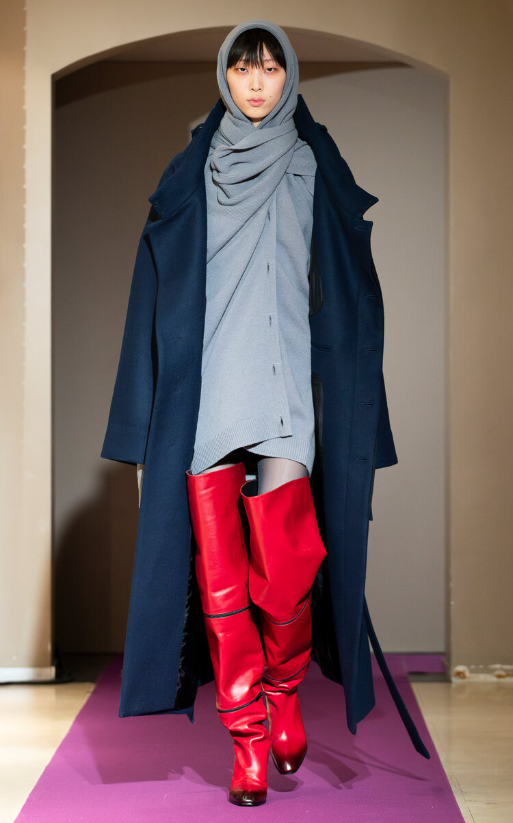 Marie Adam-leenardt Convertible Wool Coat In Navy