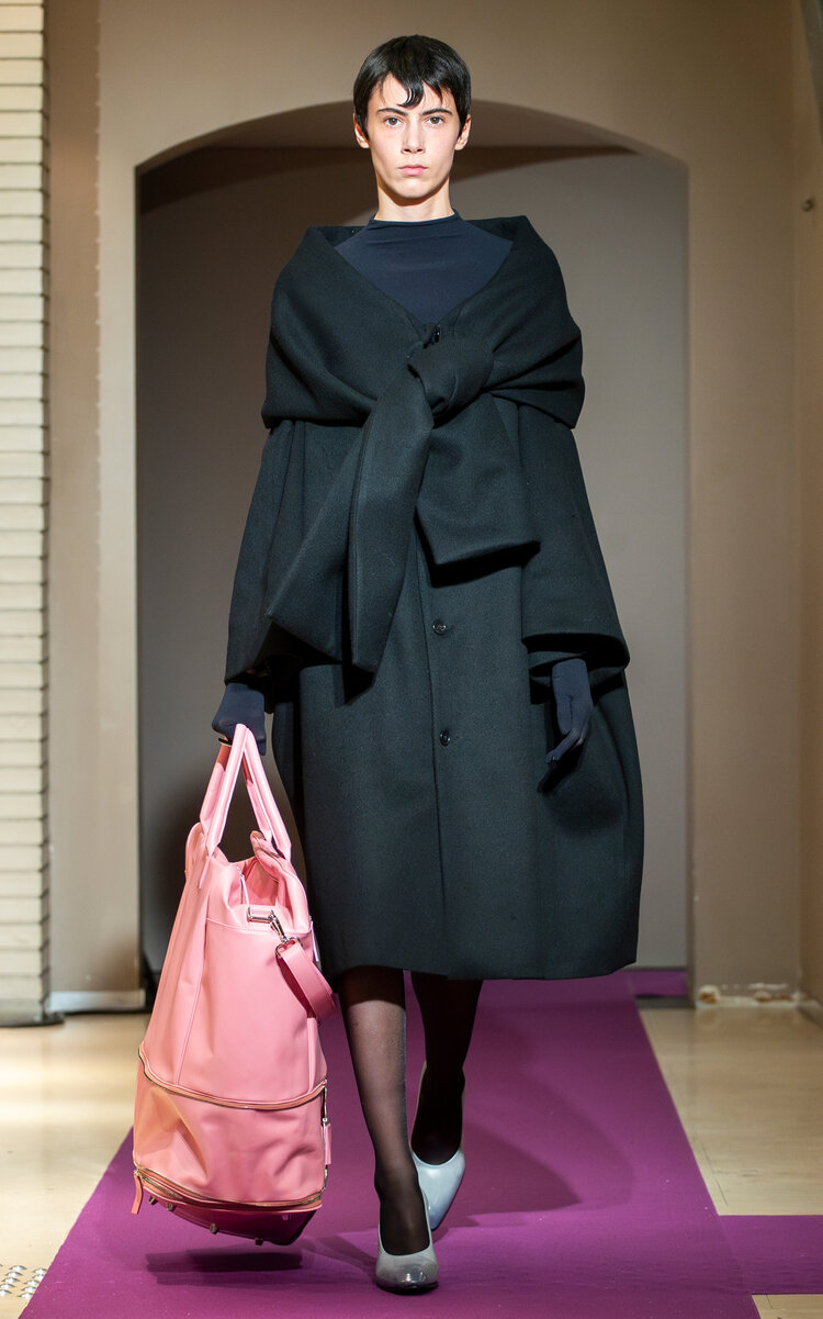 Marie Adam-leenardt Scarf-detailed Cocoon Coat In Black