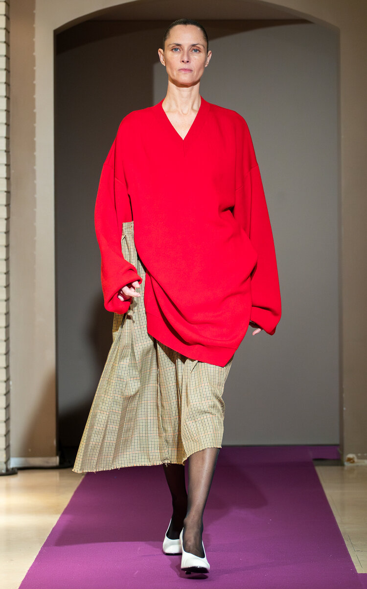 Marie Adam-leenardt Oversized Wool Sweater Dress In Red