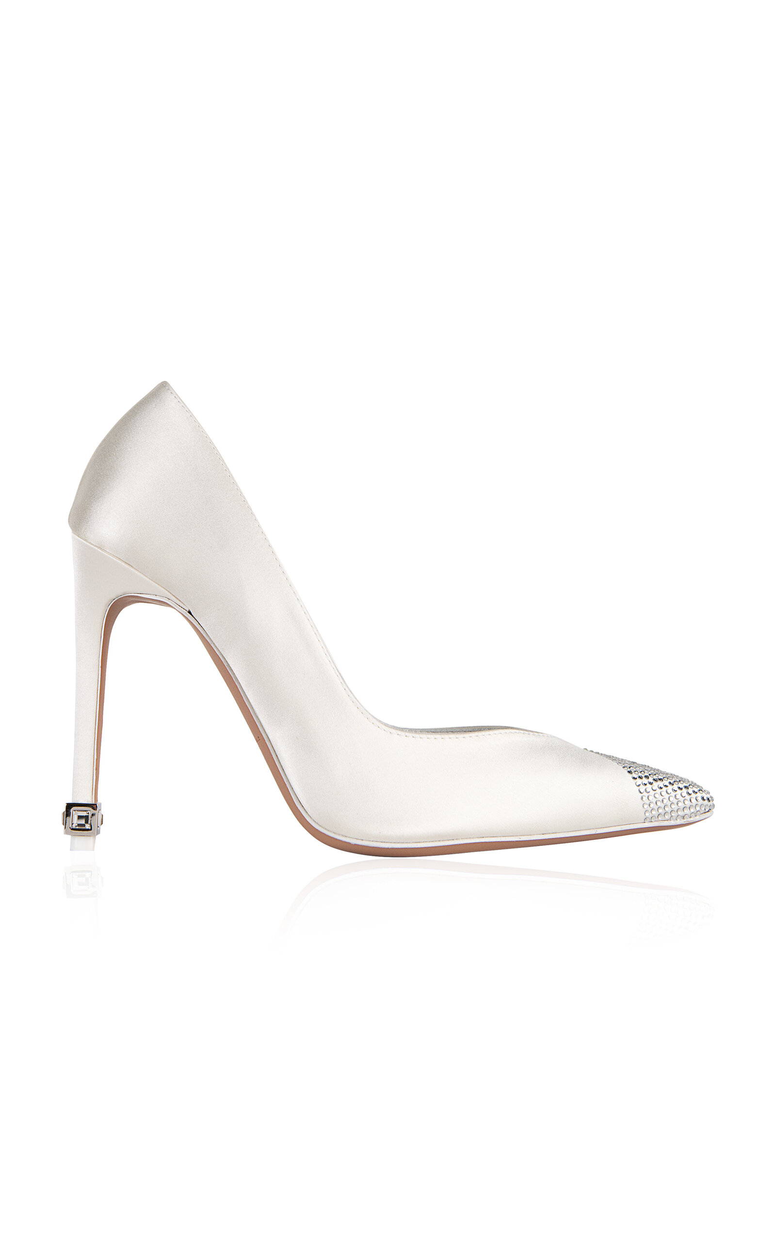 The New Arrivals Ilkyaz Ozel Crystal-toe Silk Satin Pumps In White