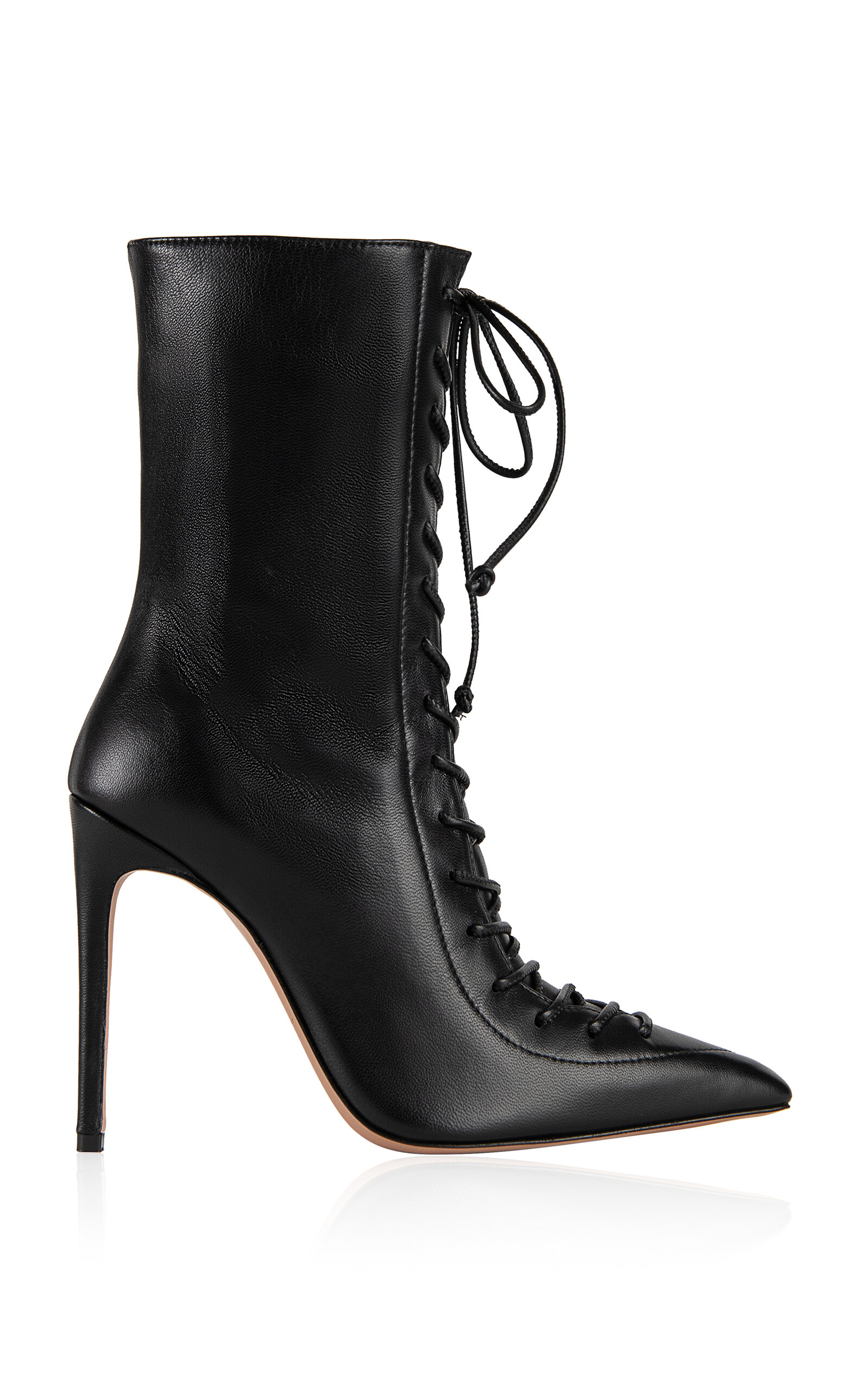 The New Arrivals Ilkyaz Ozel Lace-up Leather Ankle Boots In Black