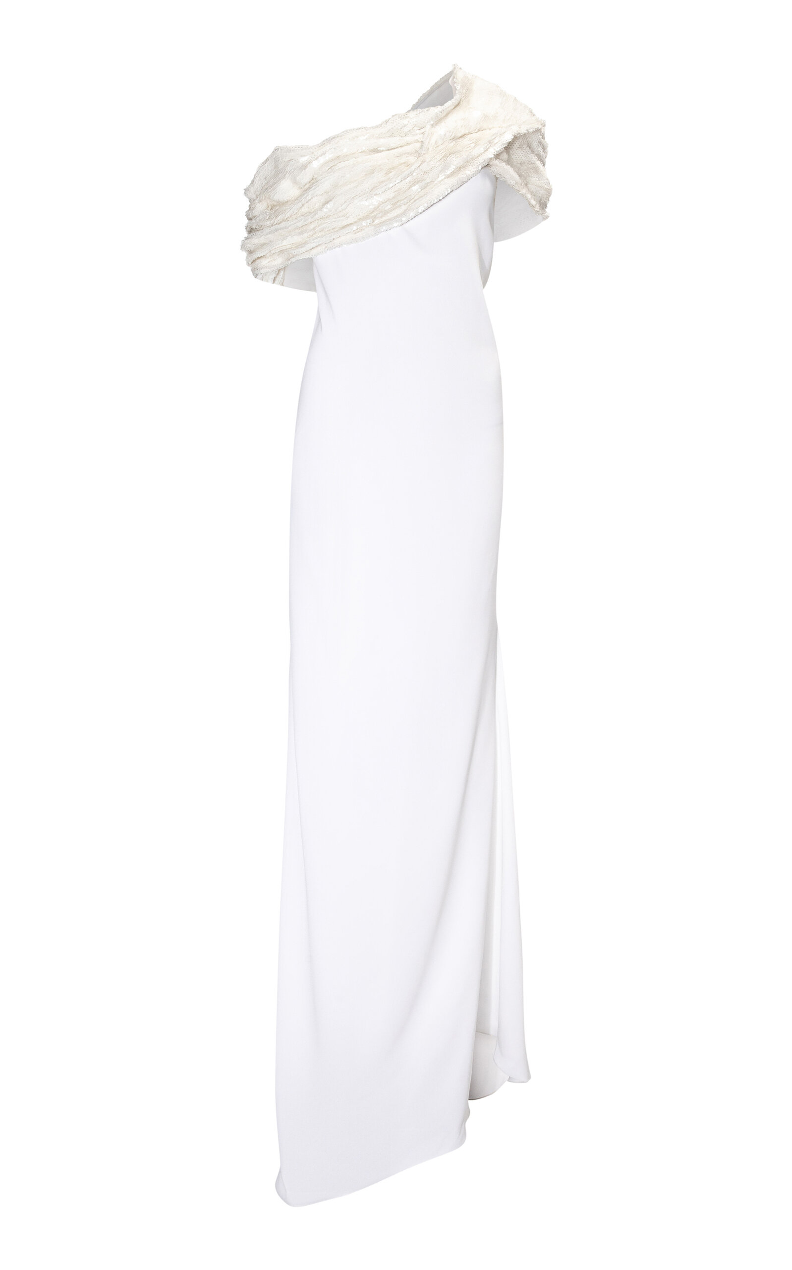 Marmar Halim Cape-detailed Crepe Gown In Off-white