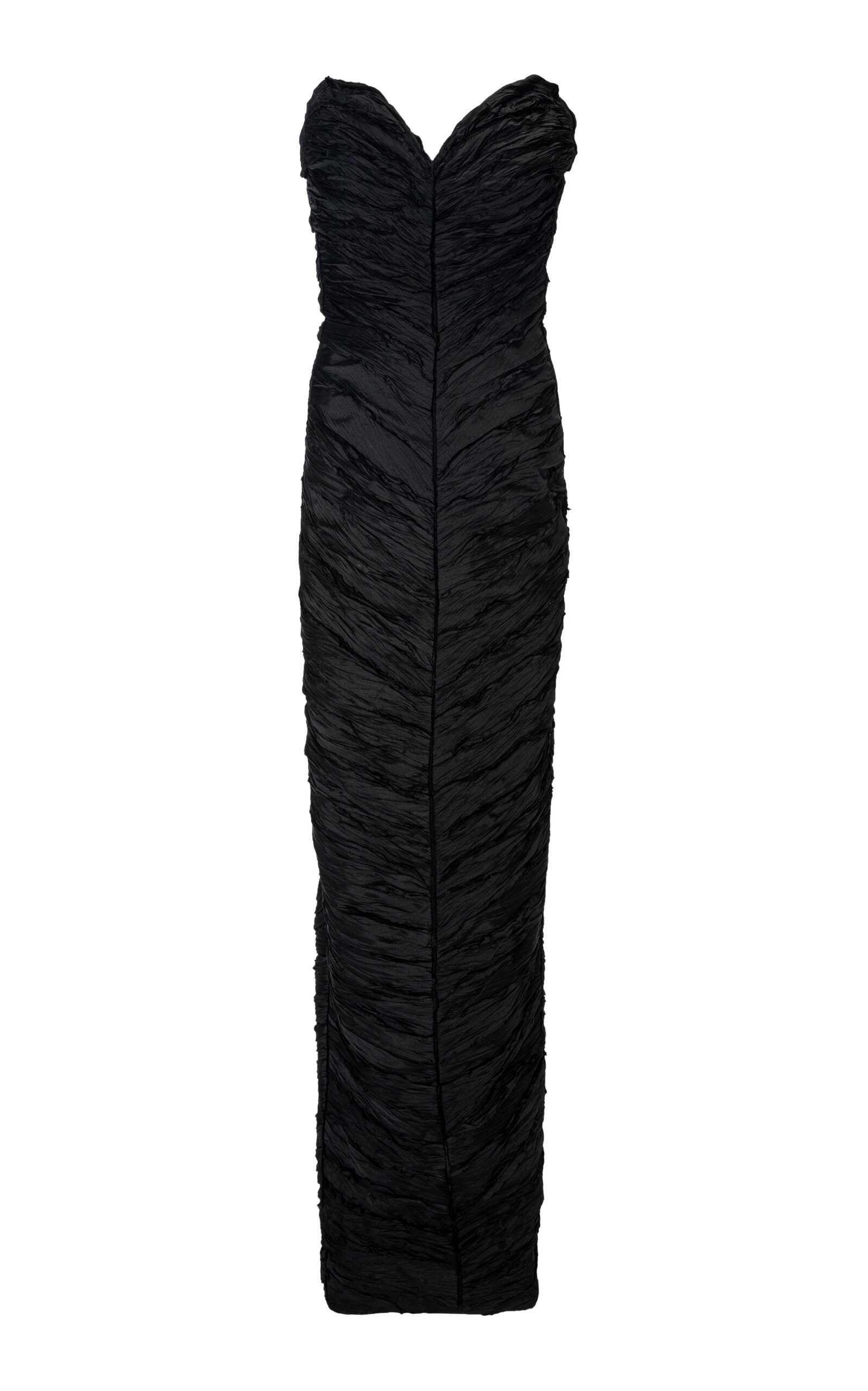 Hand-Pleated Silk Taffeta Maxi Dress