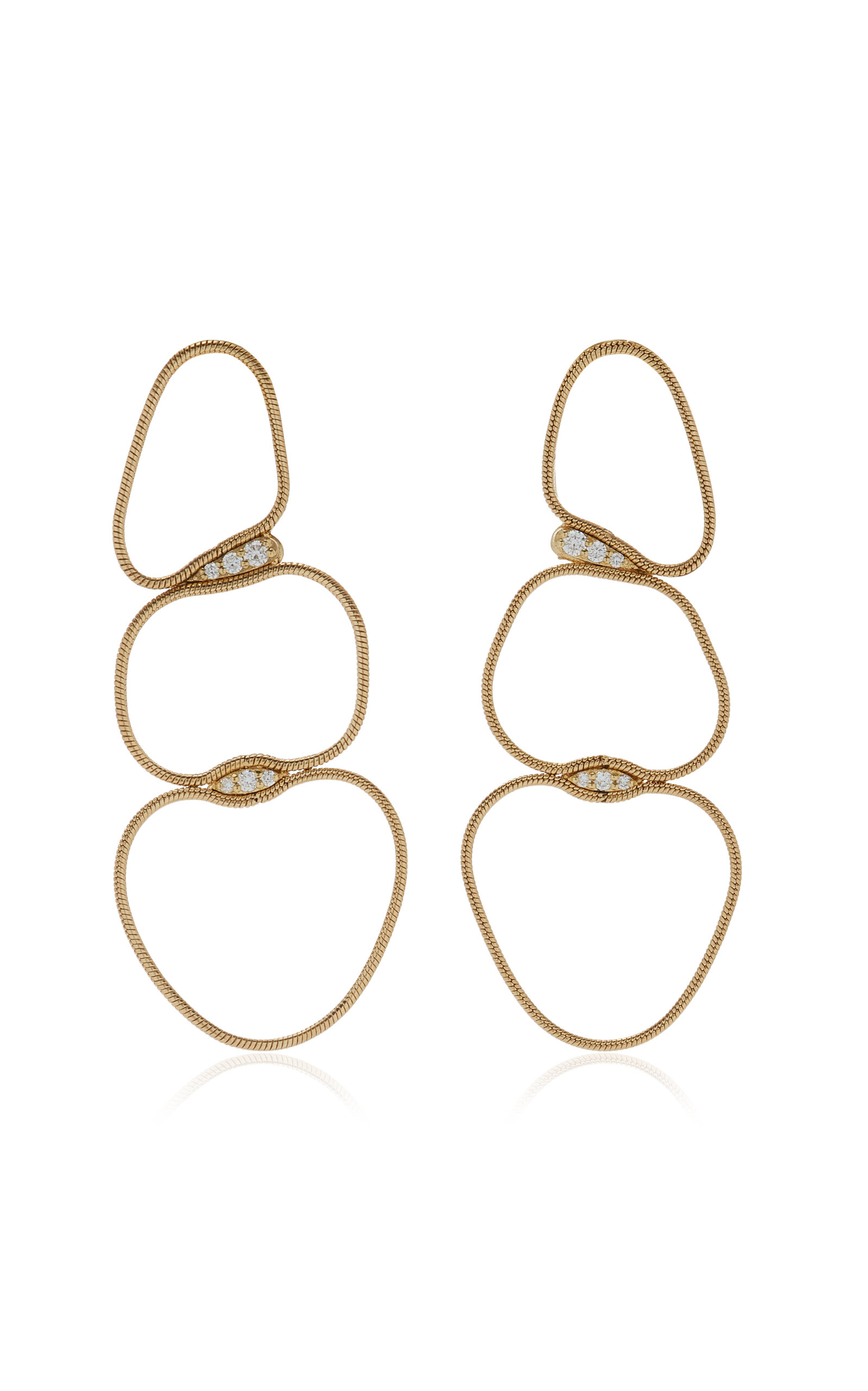Fluid Medium 18K Yellow Gold Diamond Chain Earrings