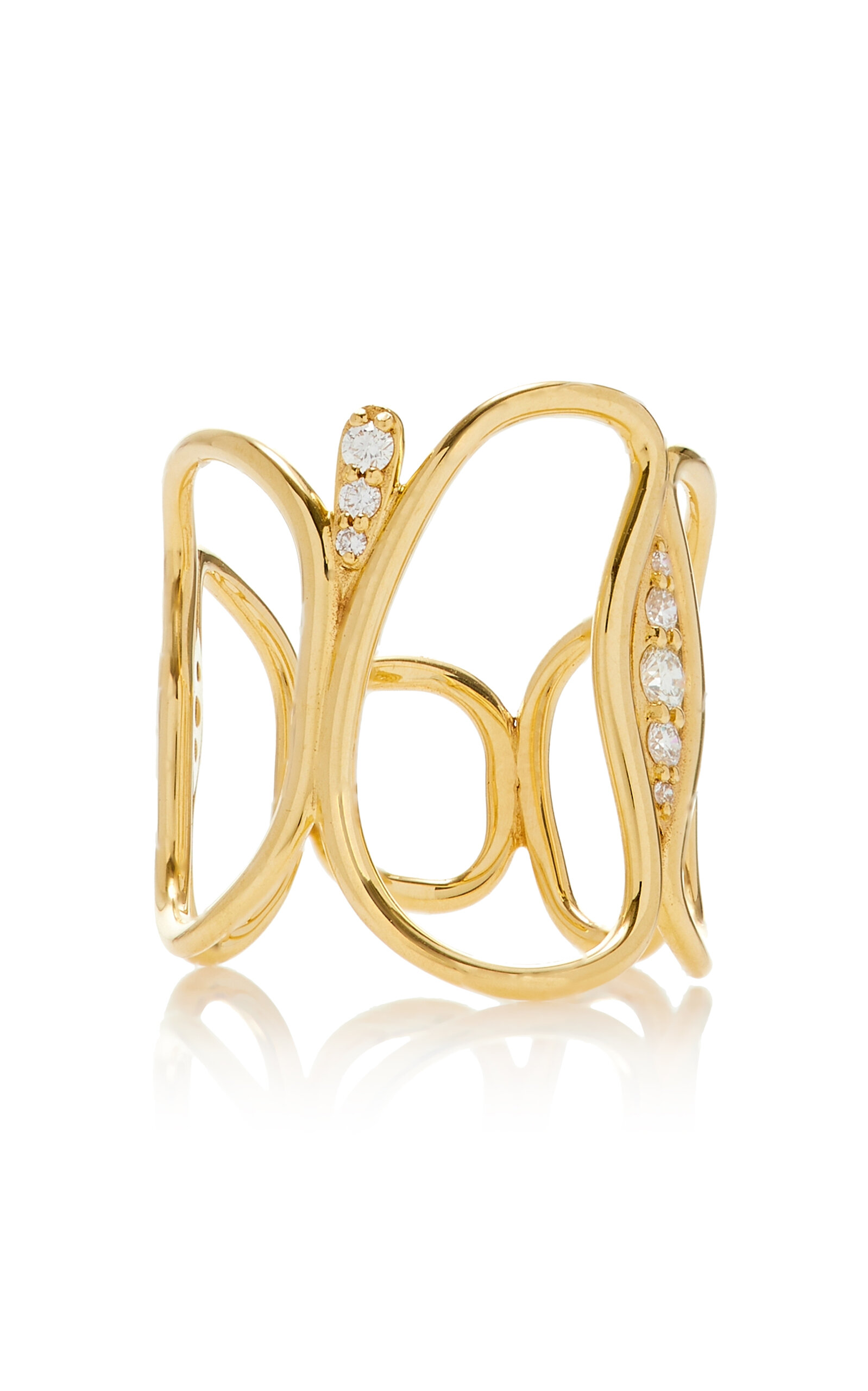 Fernando Jorge 18kt Yellow Gold Fluid Chain Diamond Ring