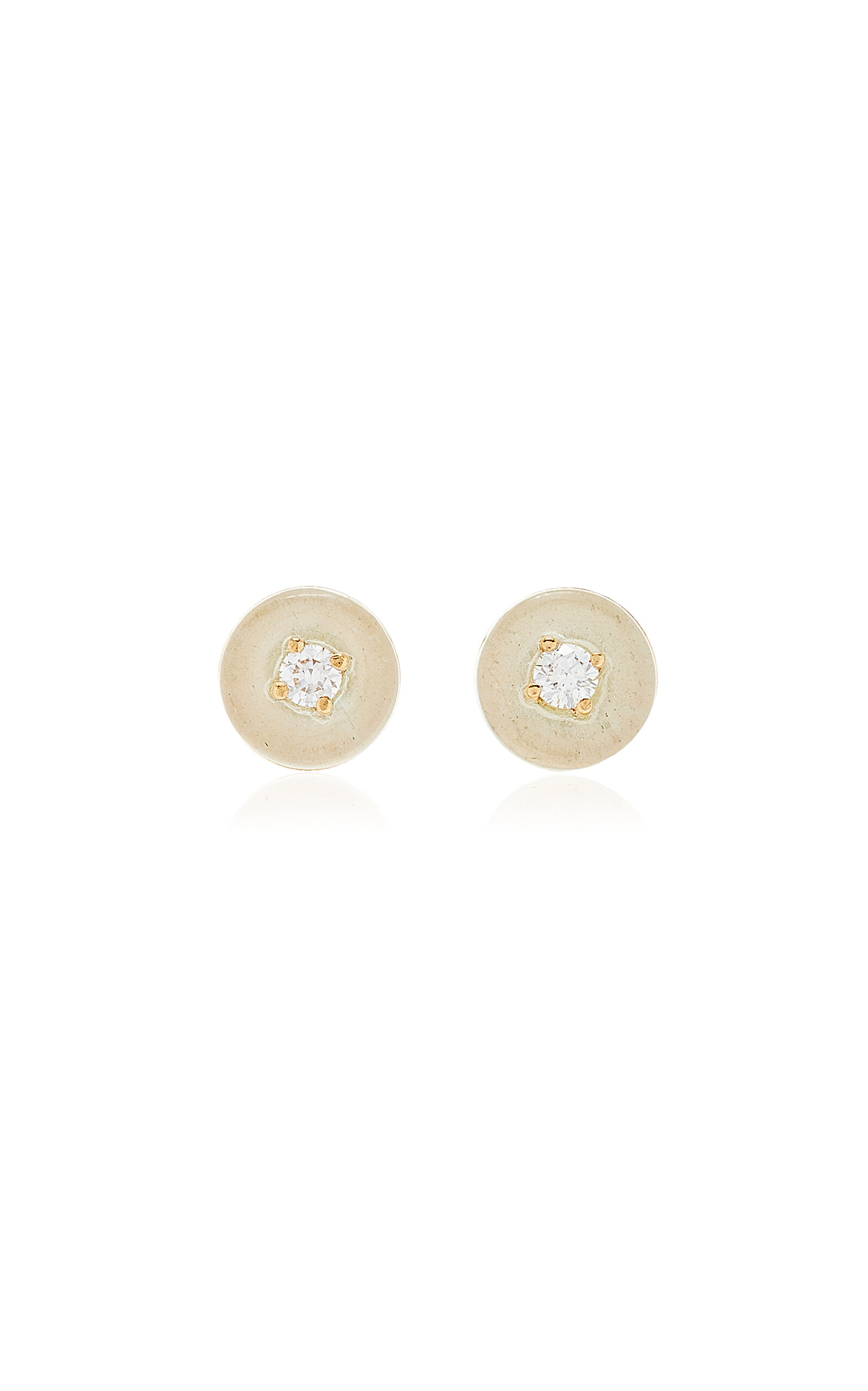 Fernando Jorge Orbit Small 18k Yellow Gold Diamond; Aquamarine Earrings In Blue