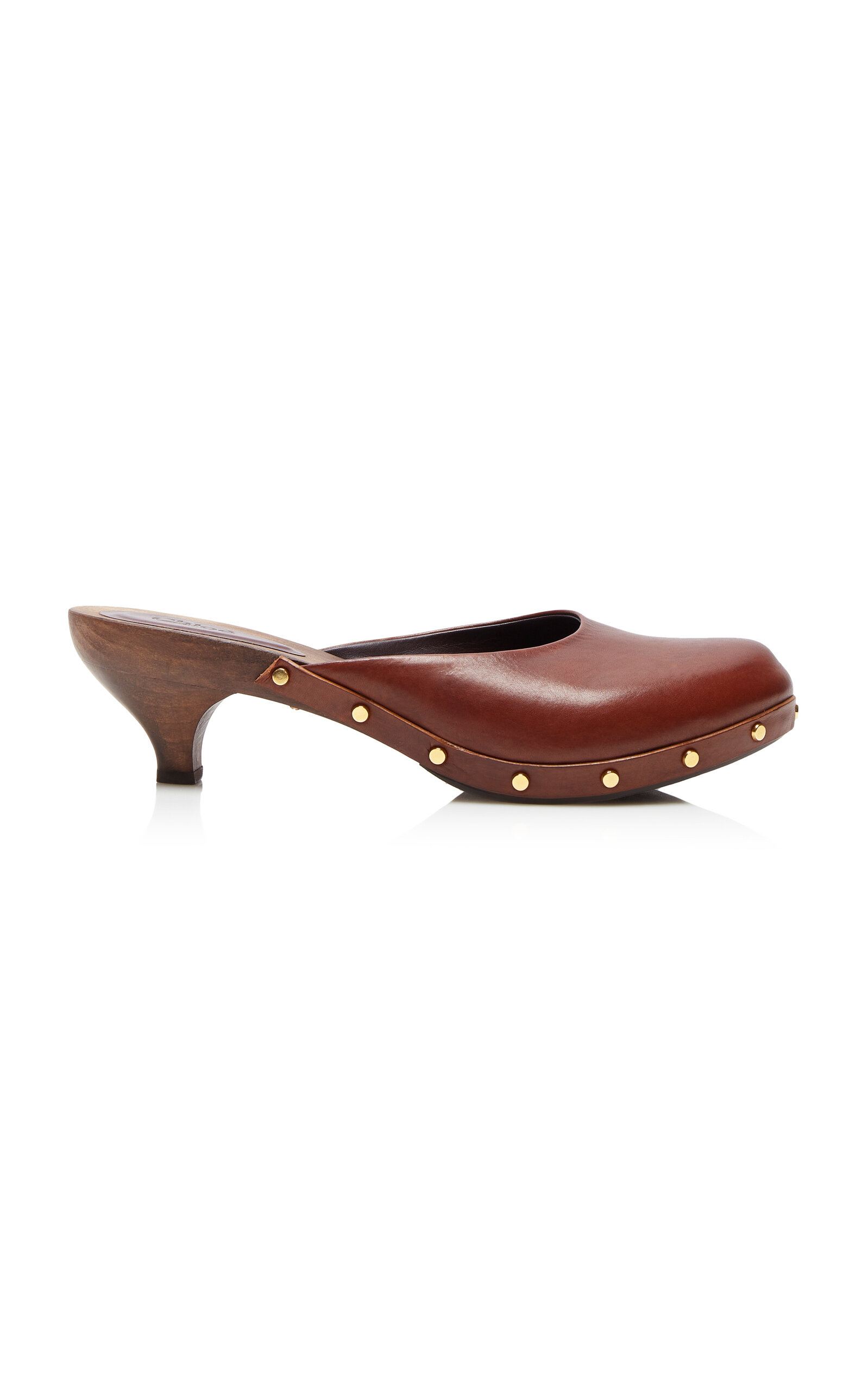 Chloé Judith Studded Leather Clogs In Braun