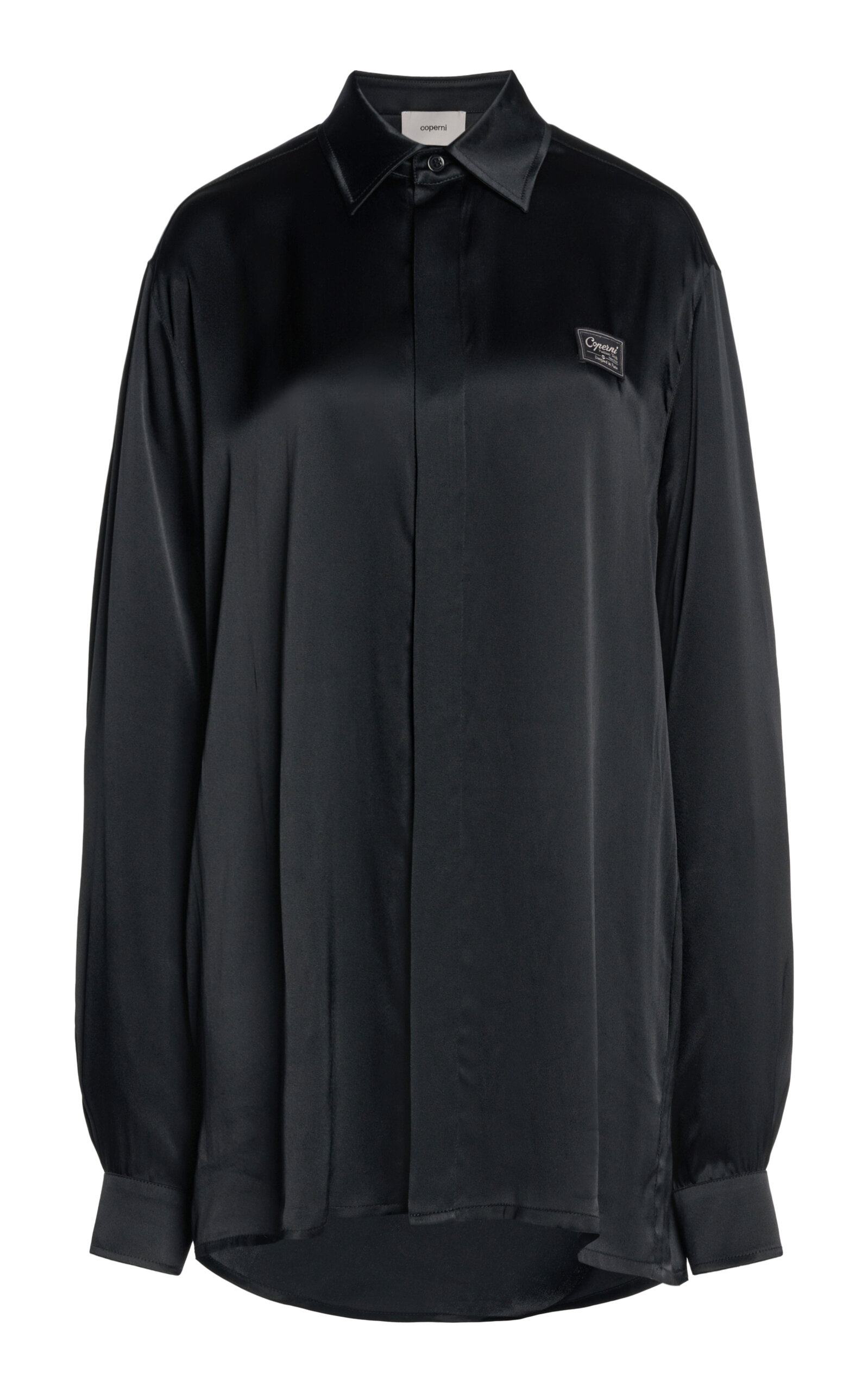 Coperni Button-up Satin Shirt In Black