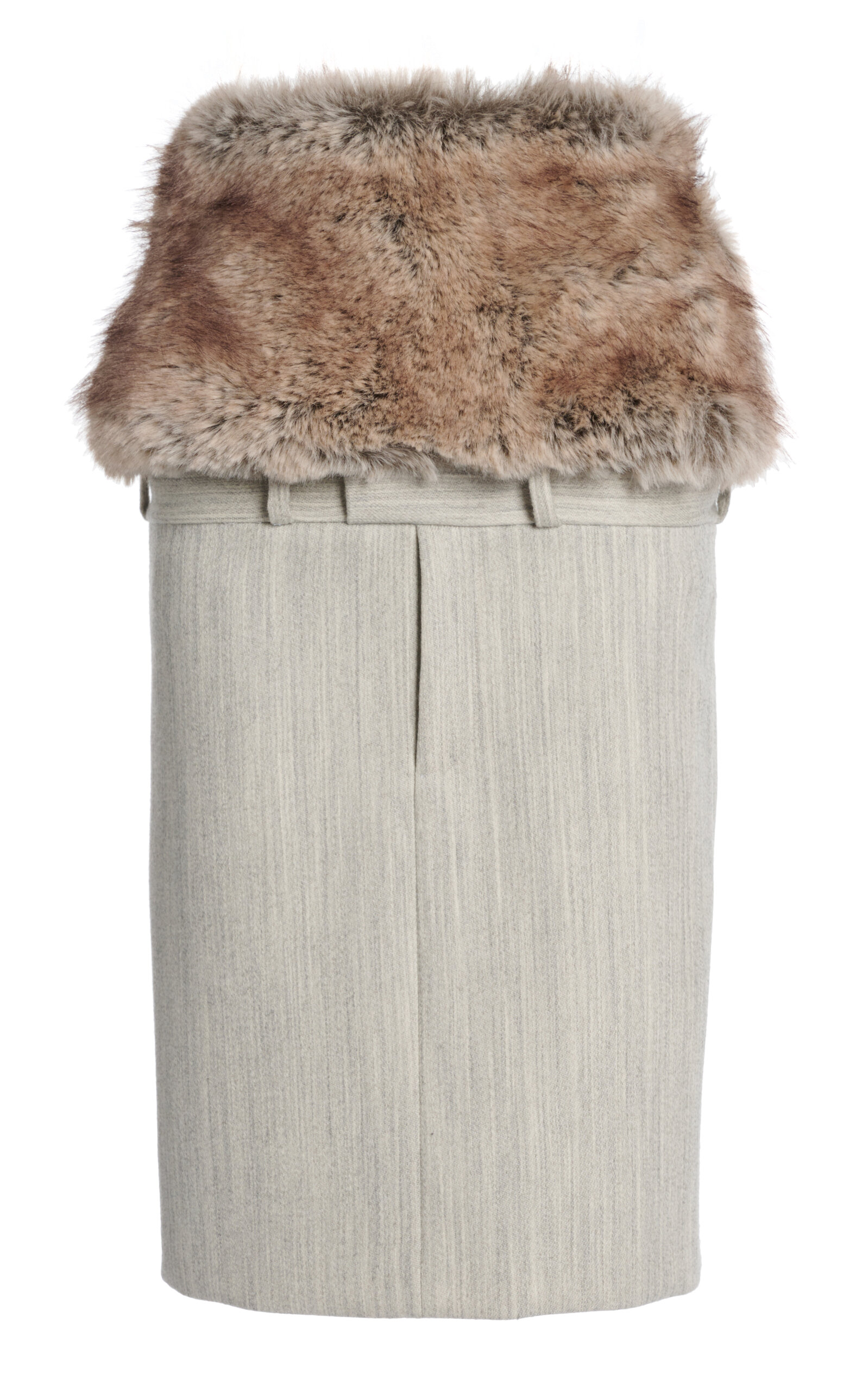 Coperni Faux-fur-trimmed Wool Knee-length Skirt In Neutral