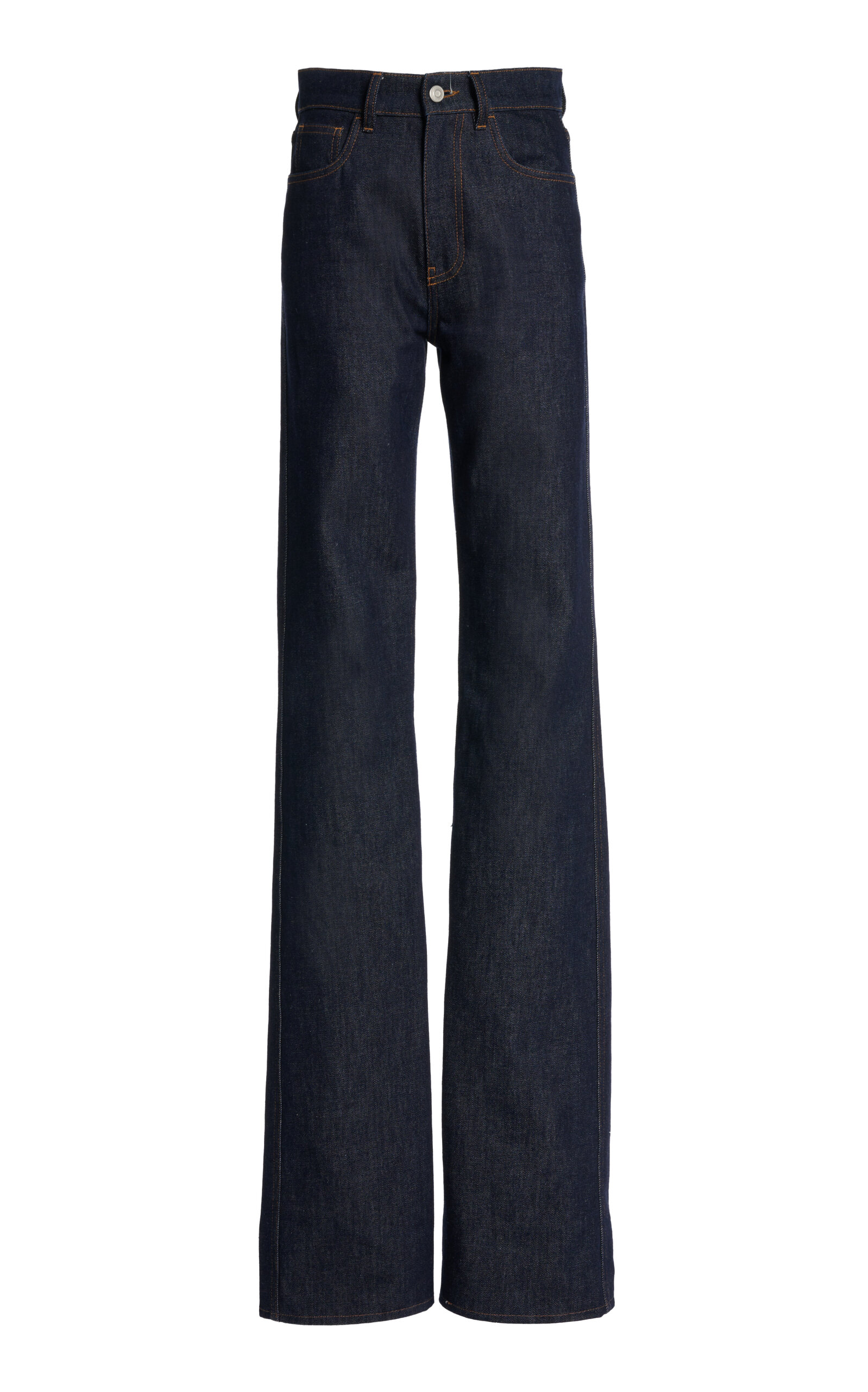 Coperni High-waist Denim Straight-leg Jeans In Dark Wash