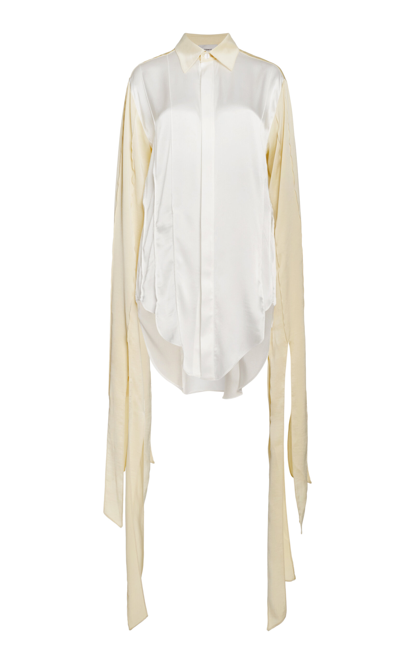 Coperni Shredded Satin Shirt In Neutral