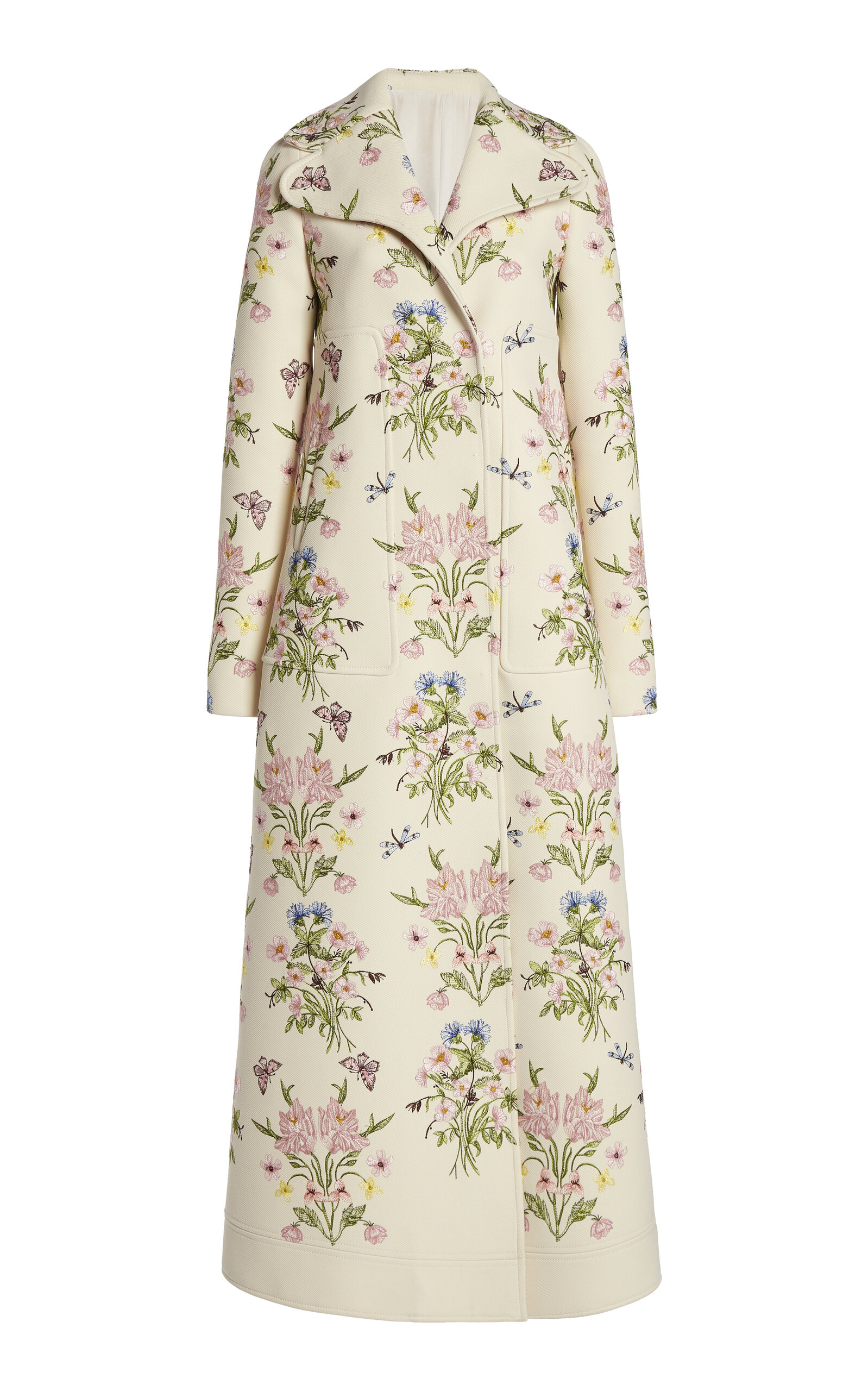 Giambattista Valli Embroidered Gabardine Coat In Floral