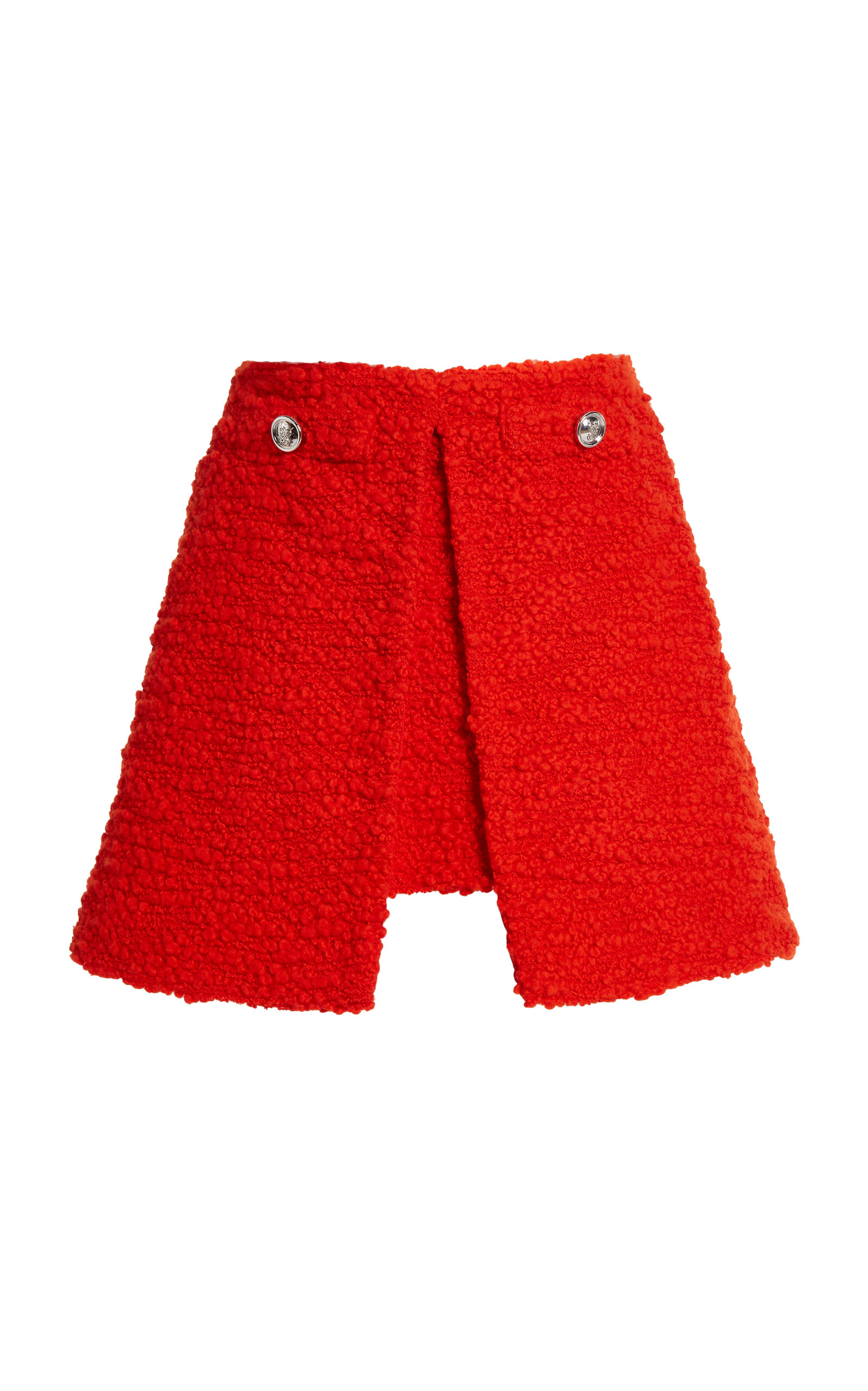Giambattista Valli Split-front Bouclé Mini Skirt In Coral