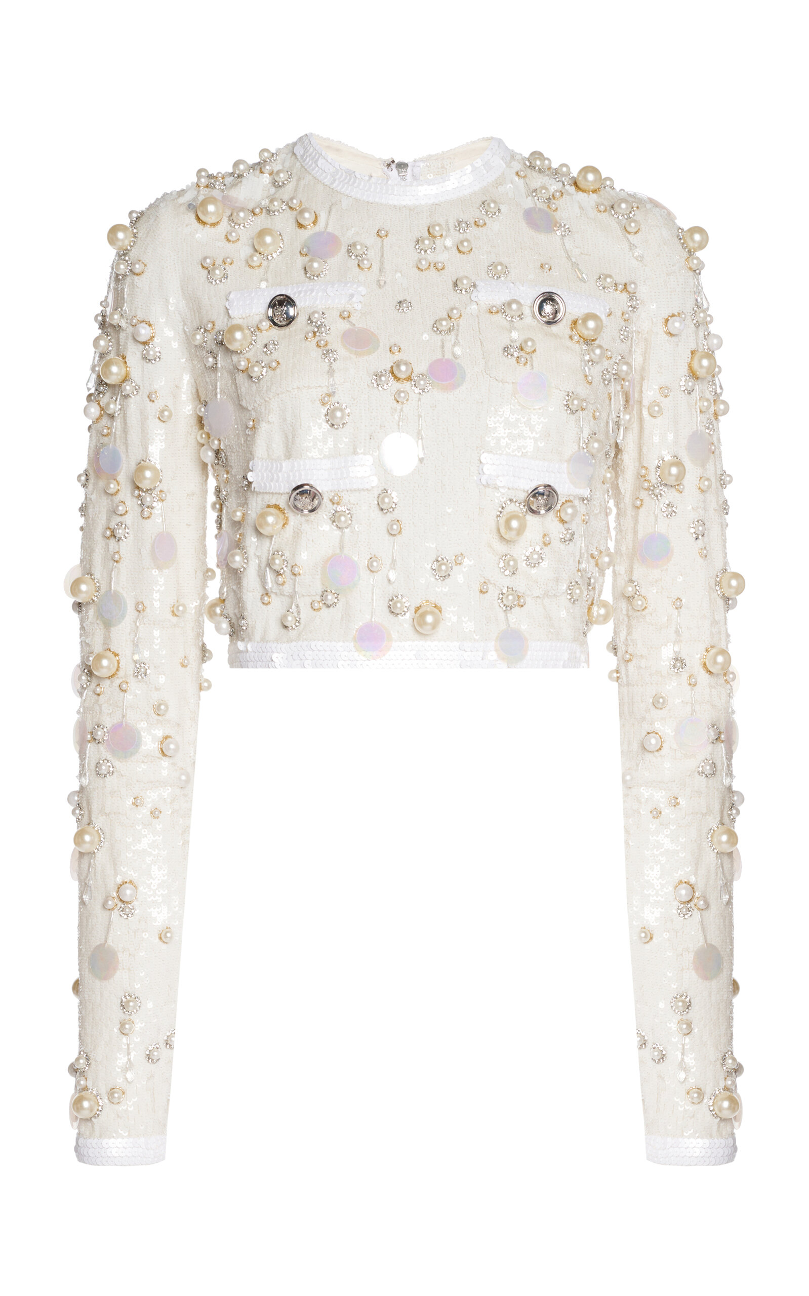 Giambattista Valli Pearl-Embellished Crop Top