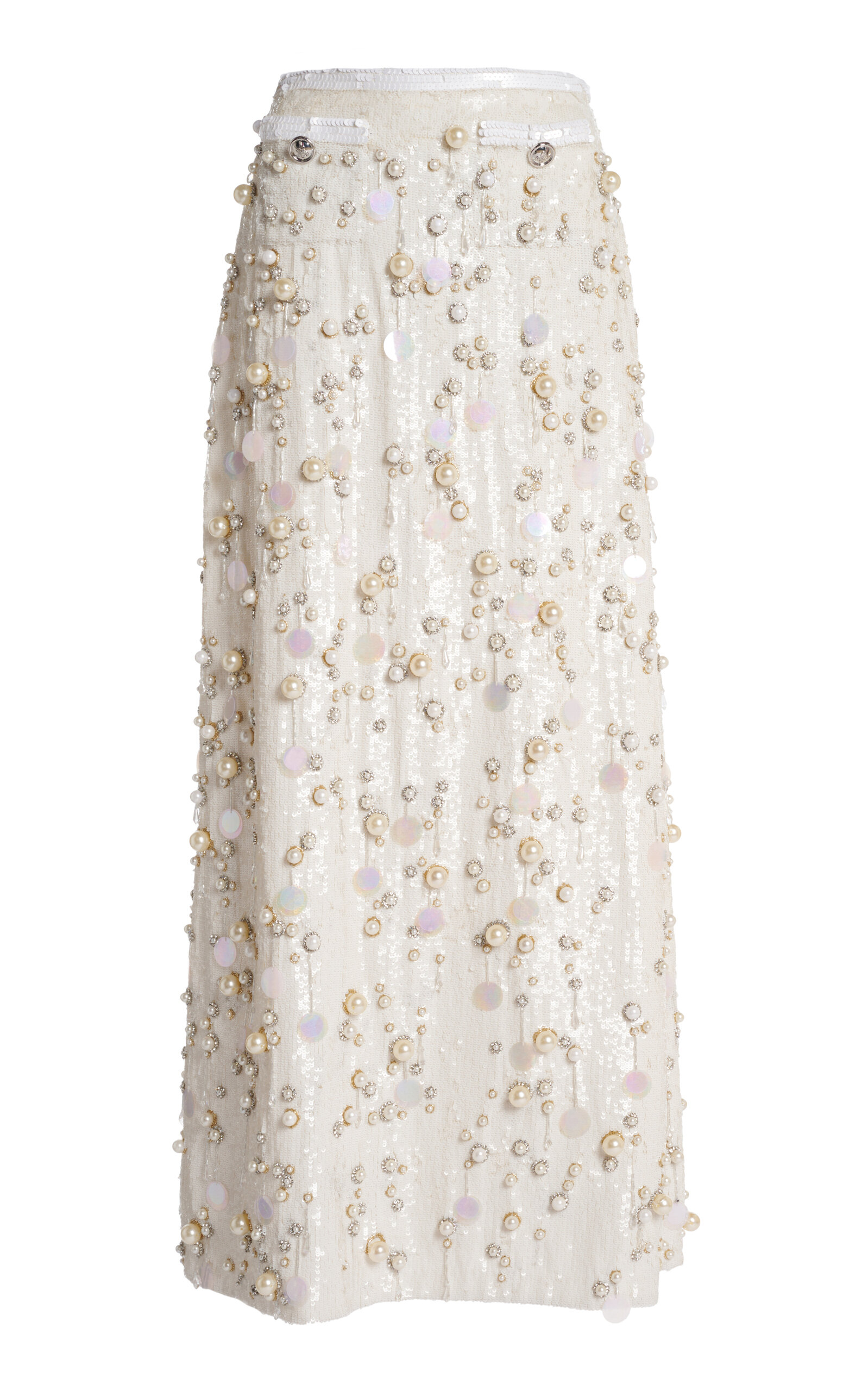 Giambattista Valli Pearl-embellished Maxi Skirt In Ivory