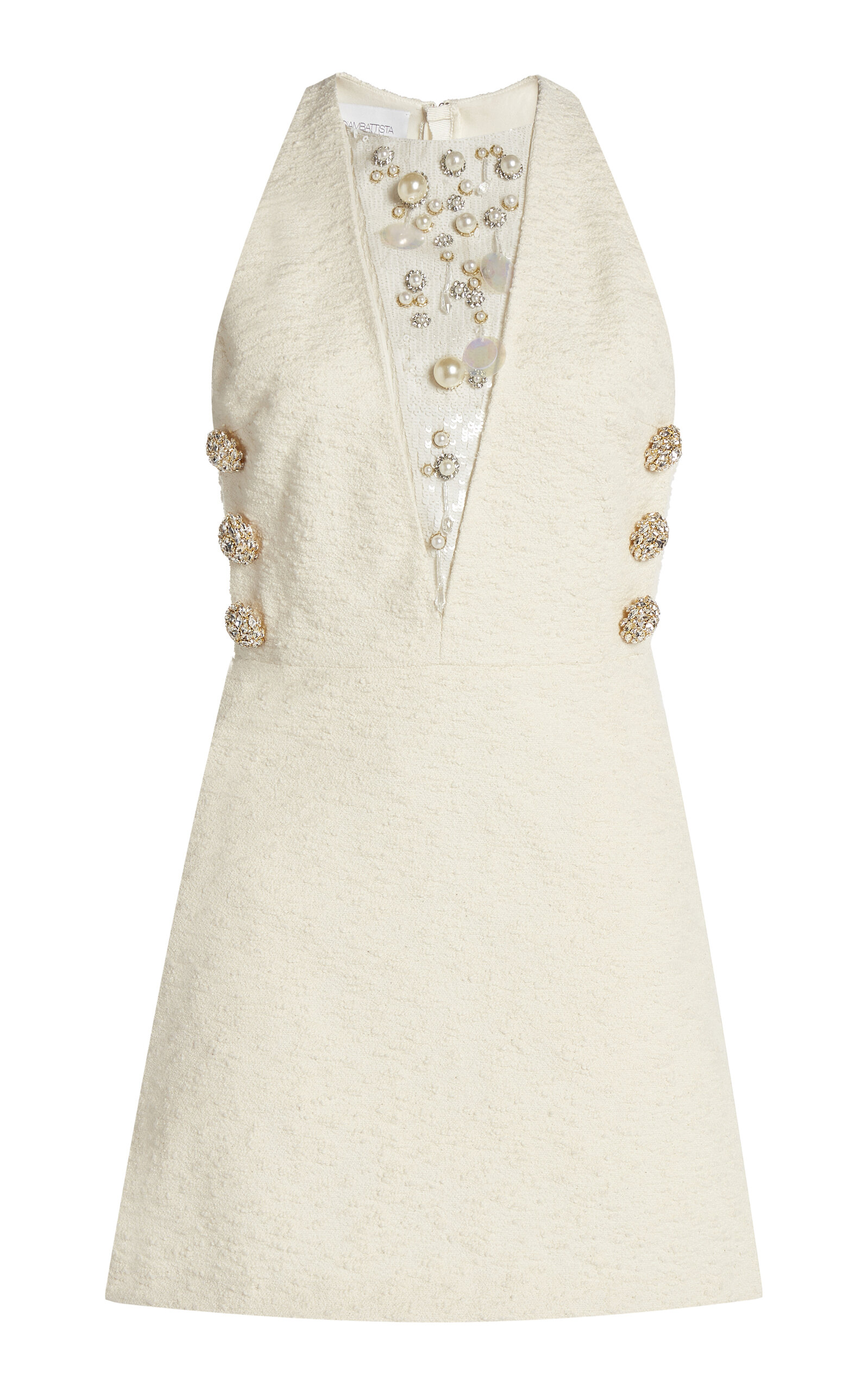 Giambattista Valli Pearl-embellished Bouclé Mini Dress In Ivory