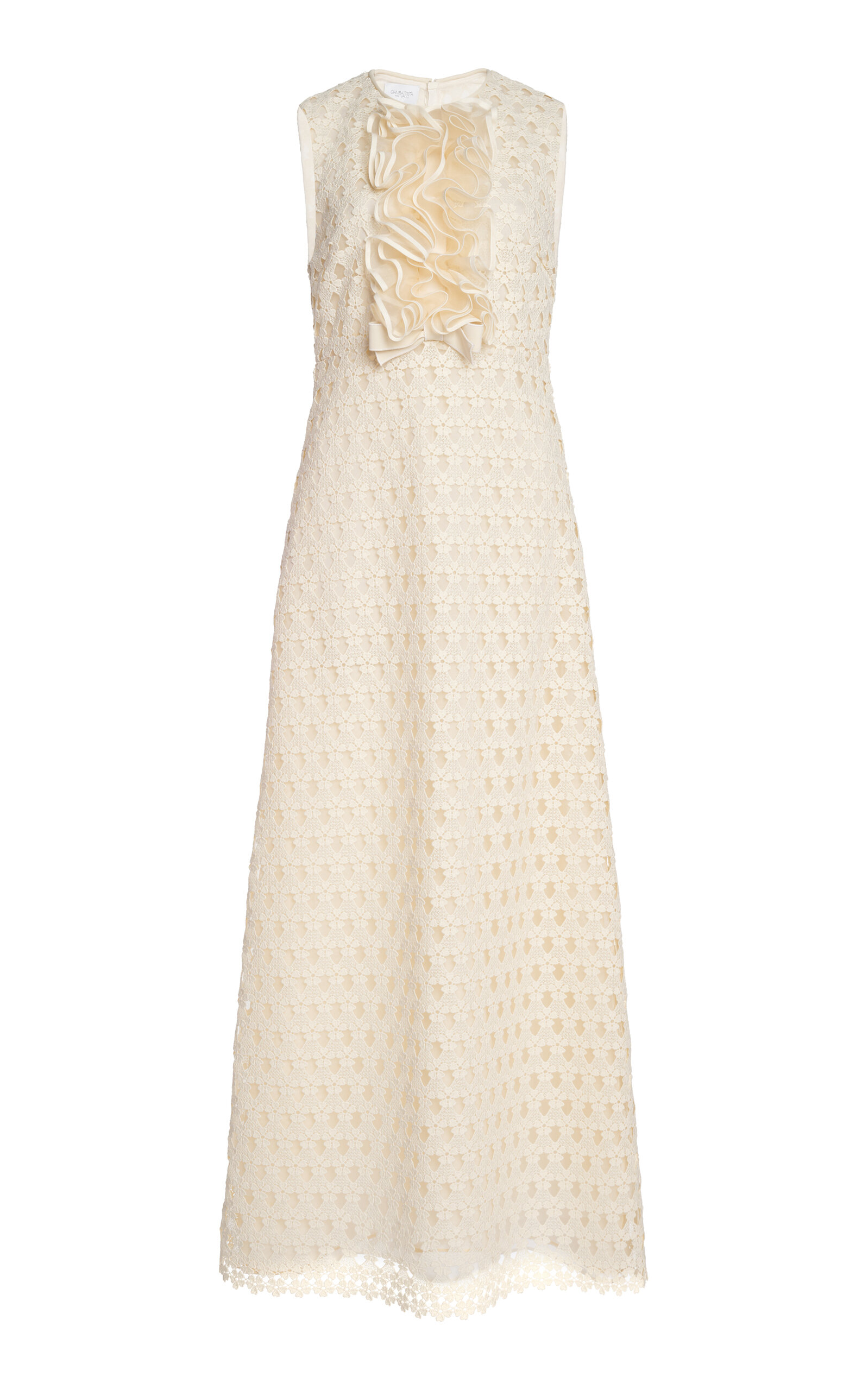 Giambattista Valli Ruffled Macrame Maxi Dress In Ivory