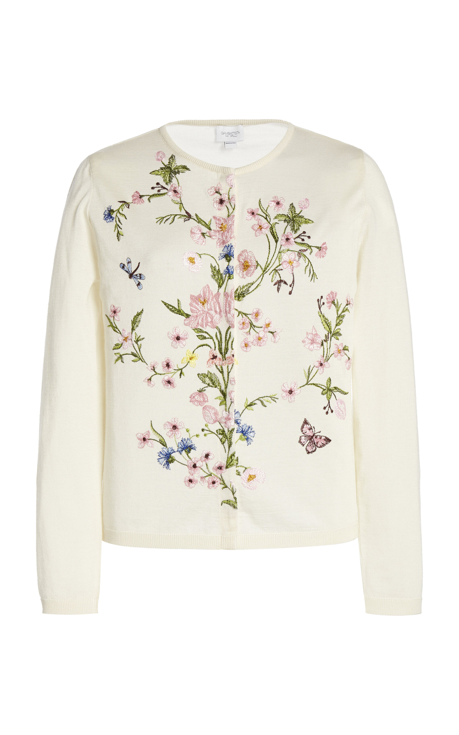 Giambattista Valli Embroidered Cashmere-silk Cardigan In Ivory