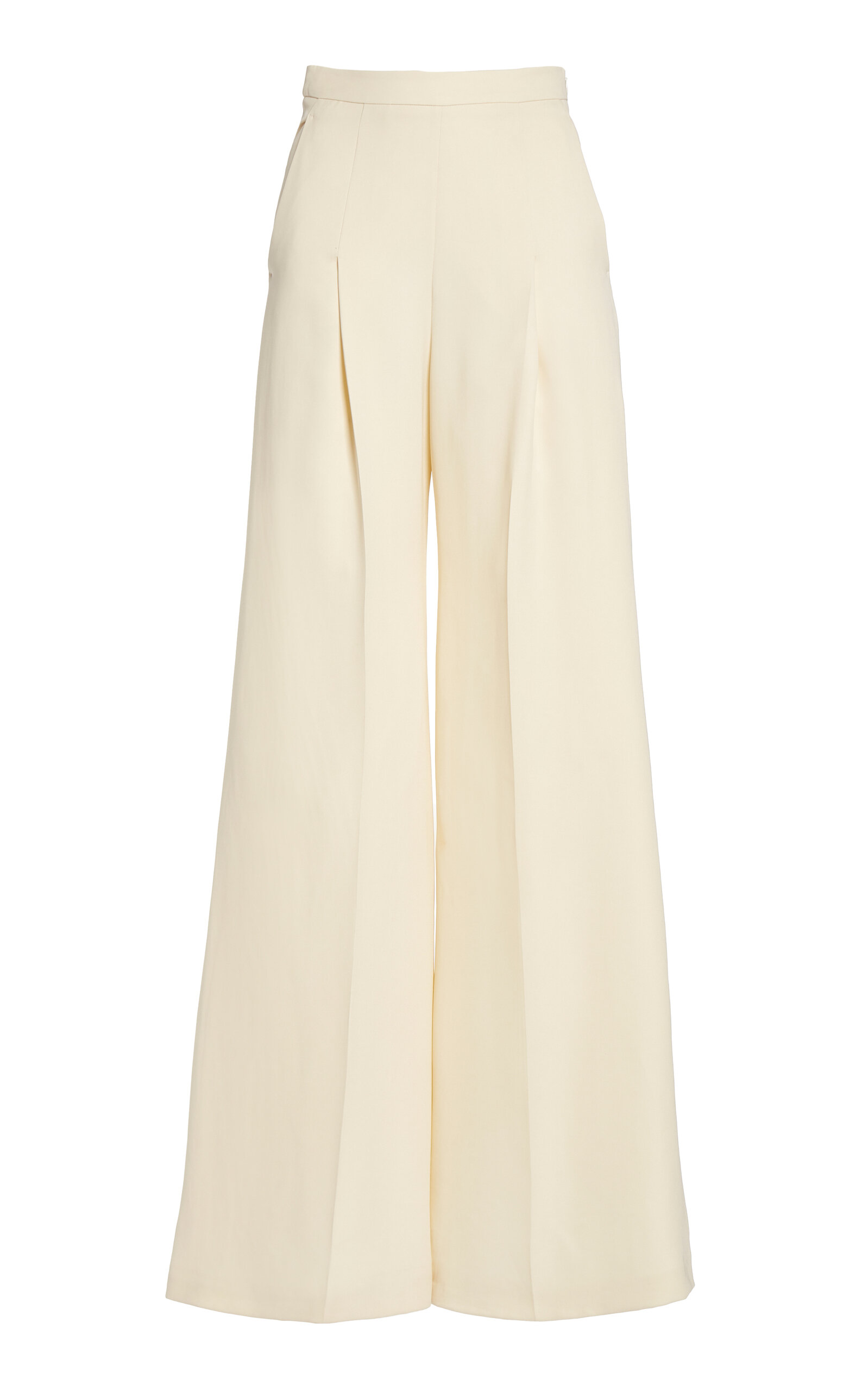Giambattista Valli Pleated Crepe Wide-leg Pants In Ivory