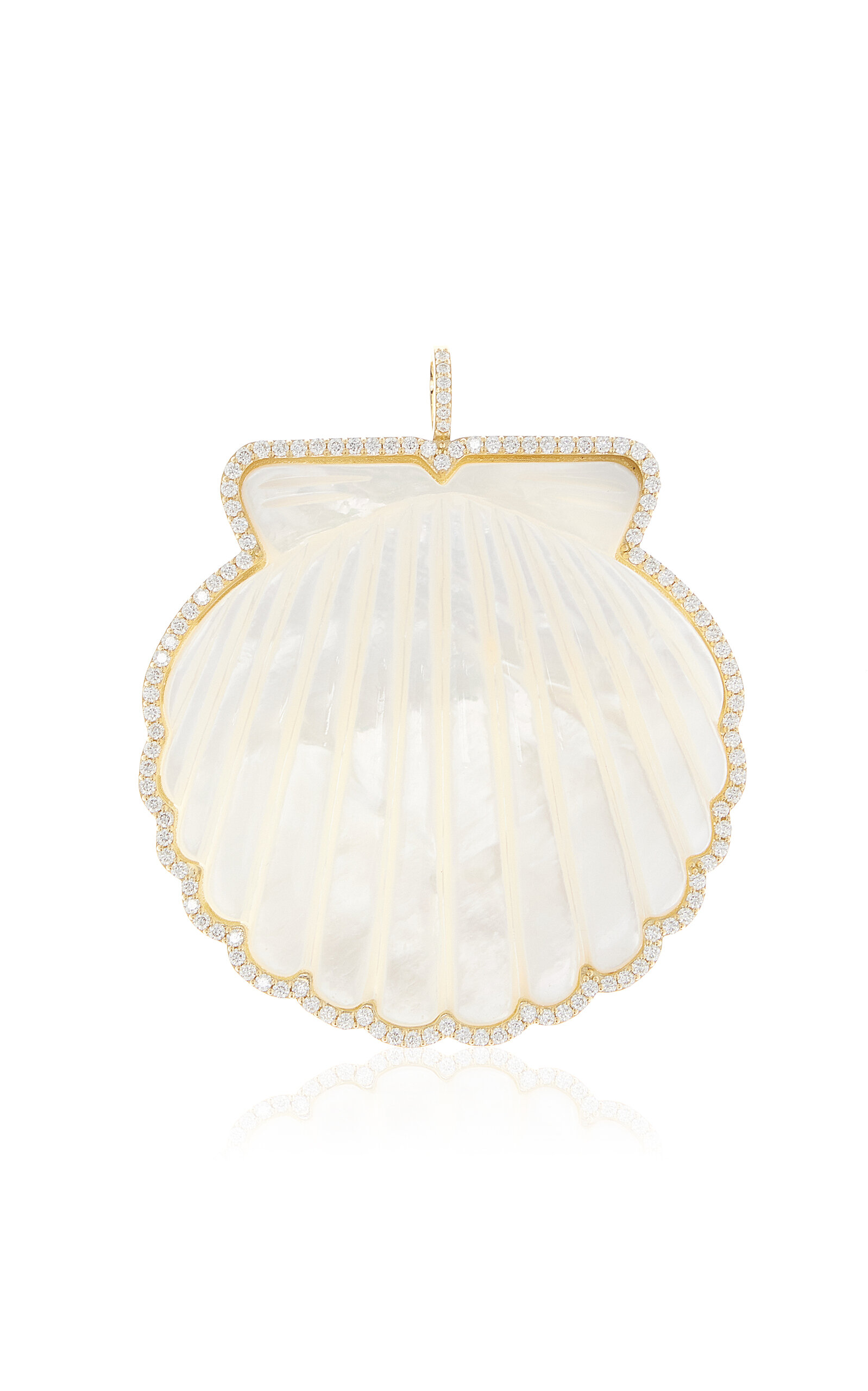 Shop Ashley Mccormick 18k Yellow Gold Diamond  And Pearl Pendant In White