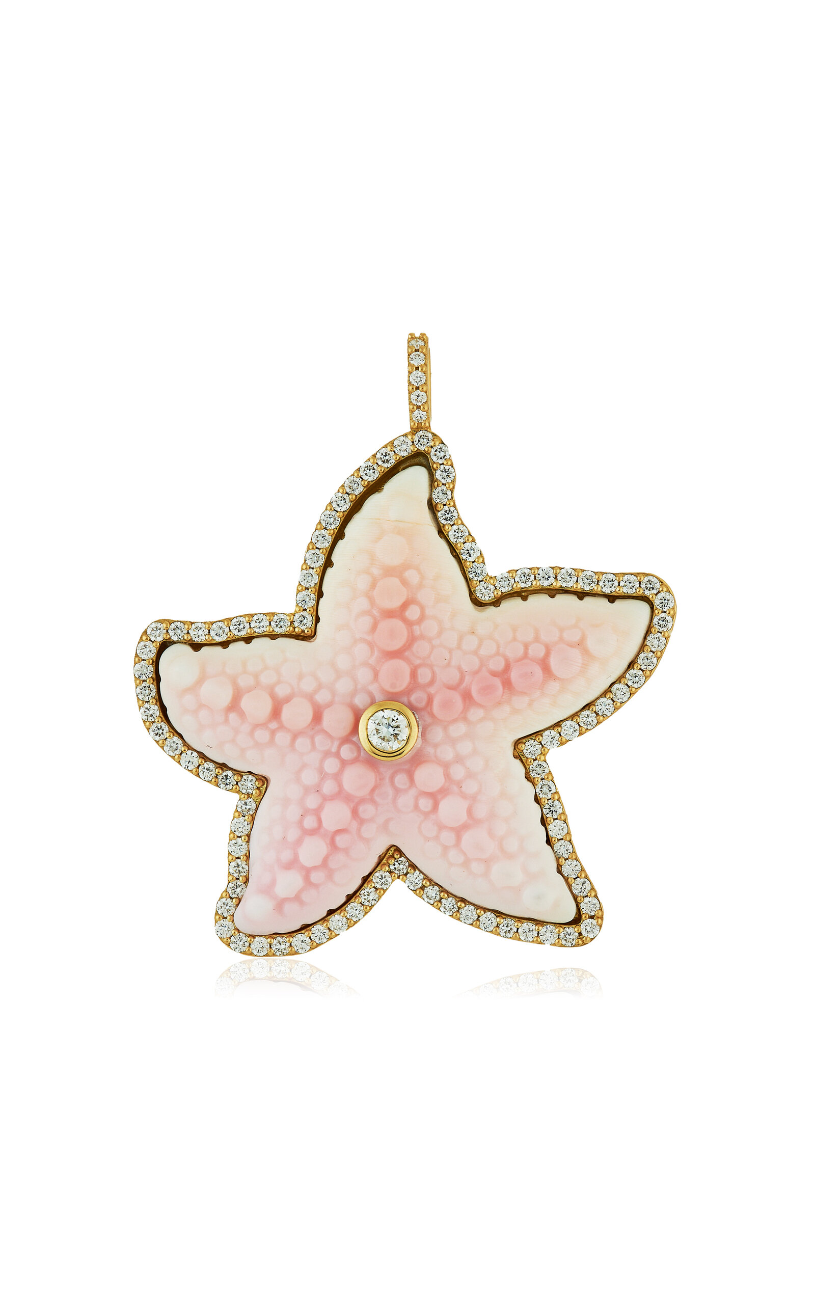 Ashley Mccormick 18k Yellow Gold Diamond Starfish Pendant In Pink