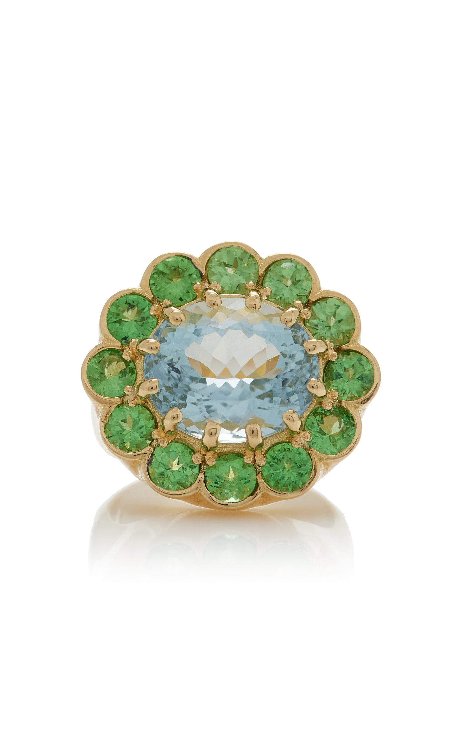 Shop Ashley Mccormick Candy 18k Yellow Gold Multi-stone Ring In Green