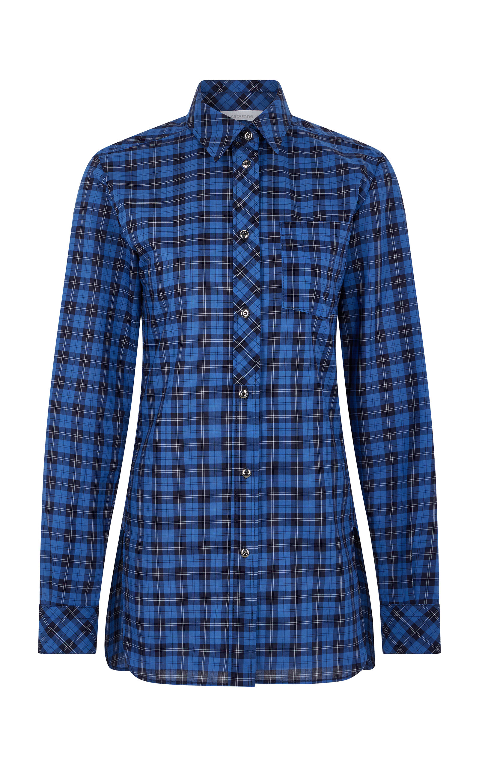 Rabanne Plaid Cotton Button-up Shirt In Blue
