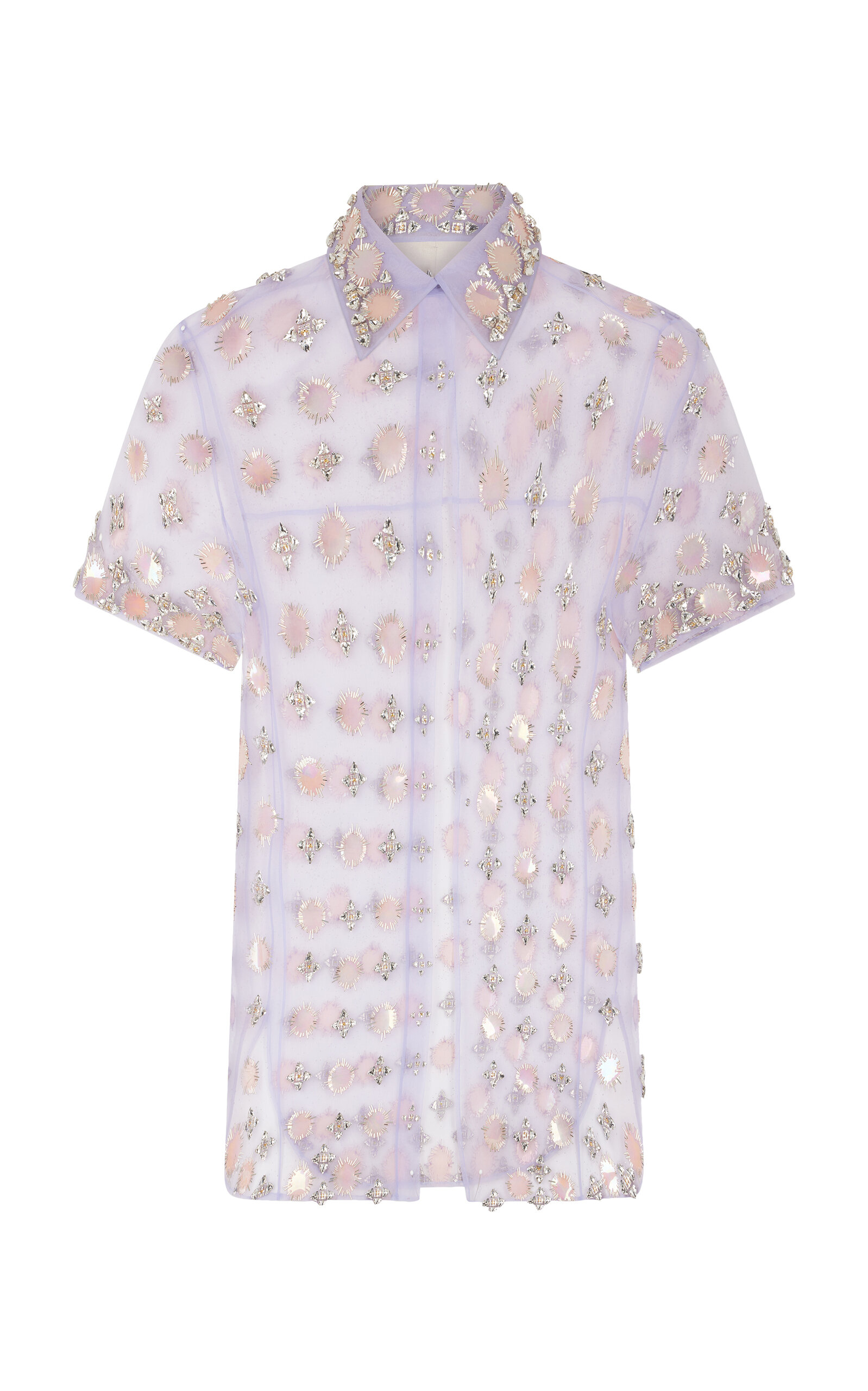 Rabanne Embellished Sheer Shirt In Purple