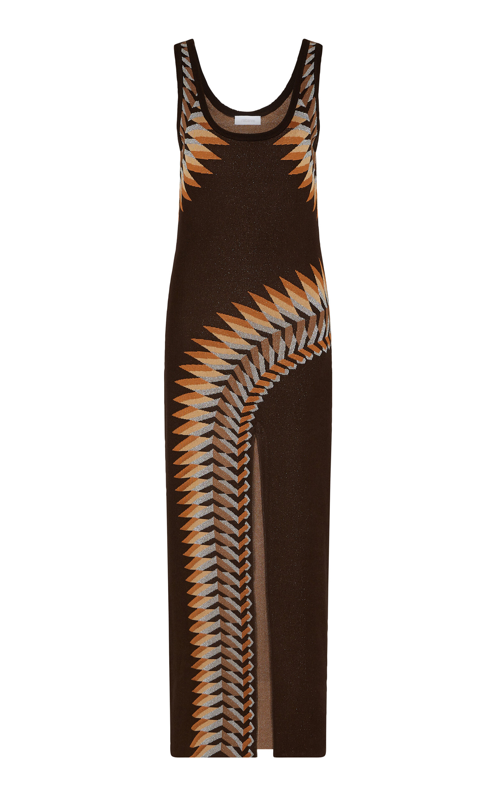 Rabanne Brown Lurex Jacquard Dress In Brown