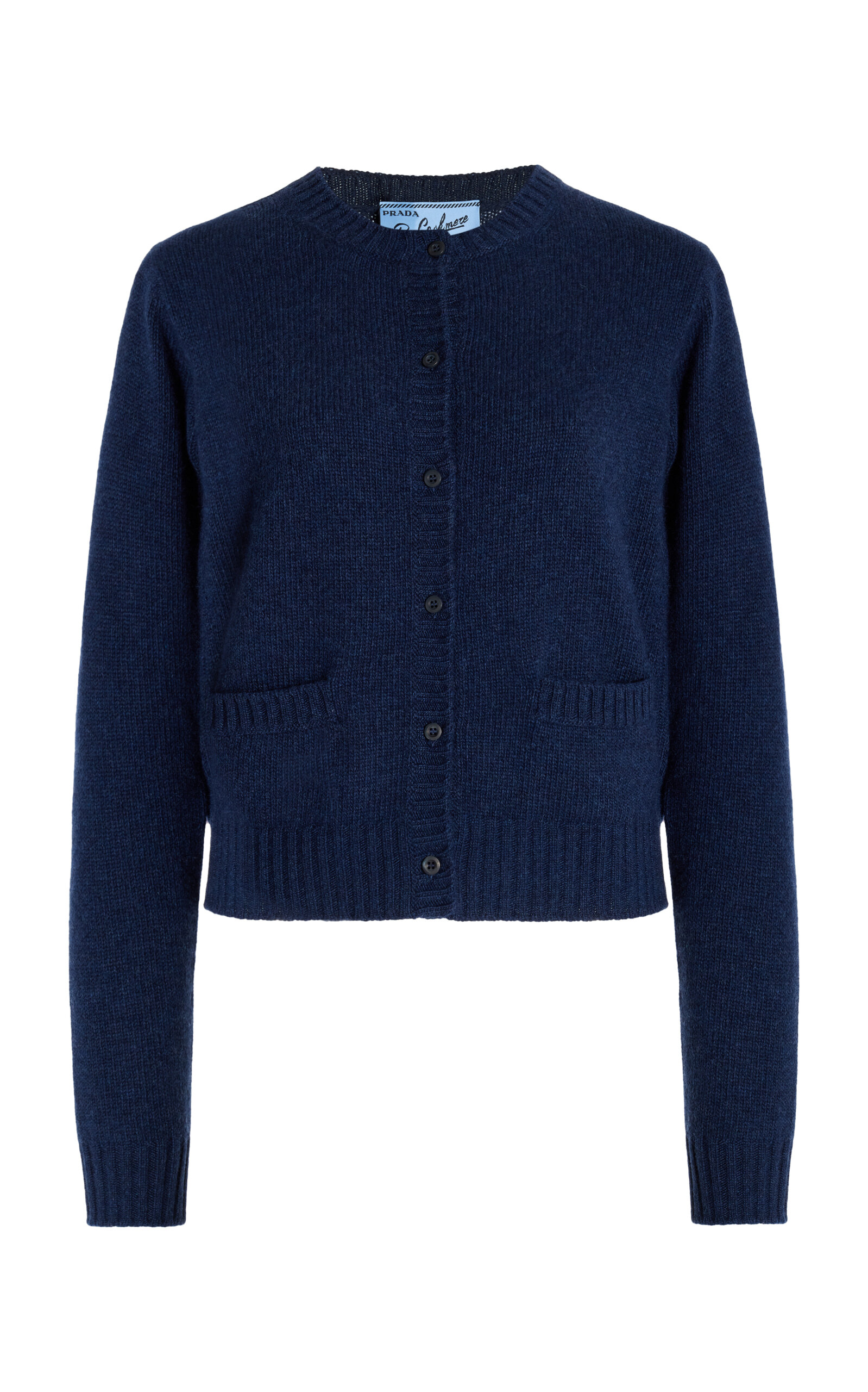 Prada Navy Blue Cashmere Cardigan In Blue