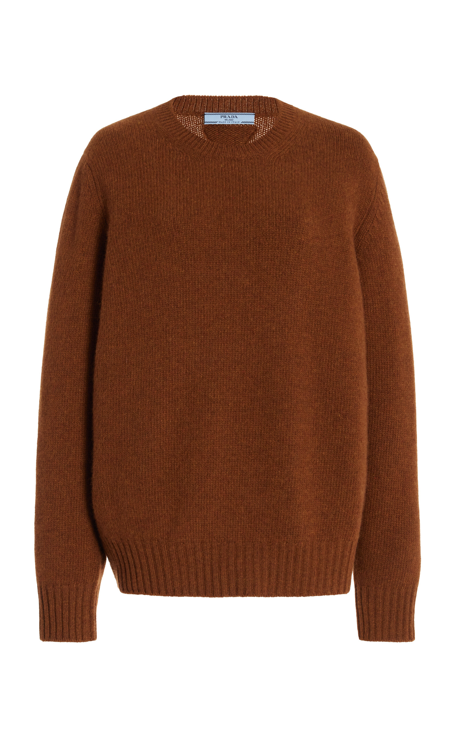 Prada Rundhalspullover Aus Wolle Und Kaschmir In Brown