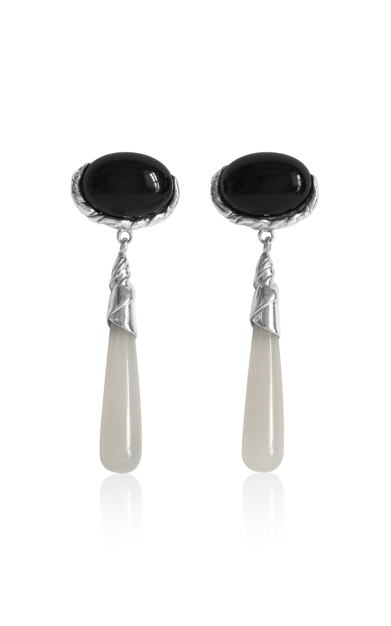 Corali Embleme Grande Sterling Silver Earrings In Black