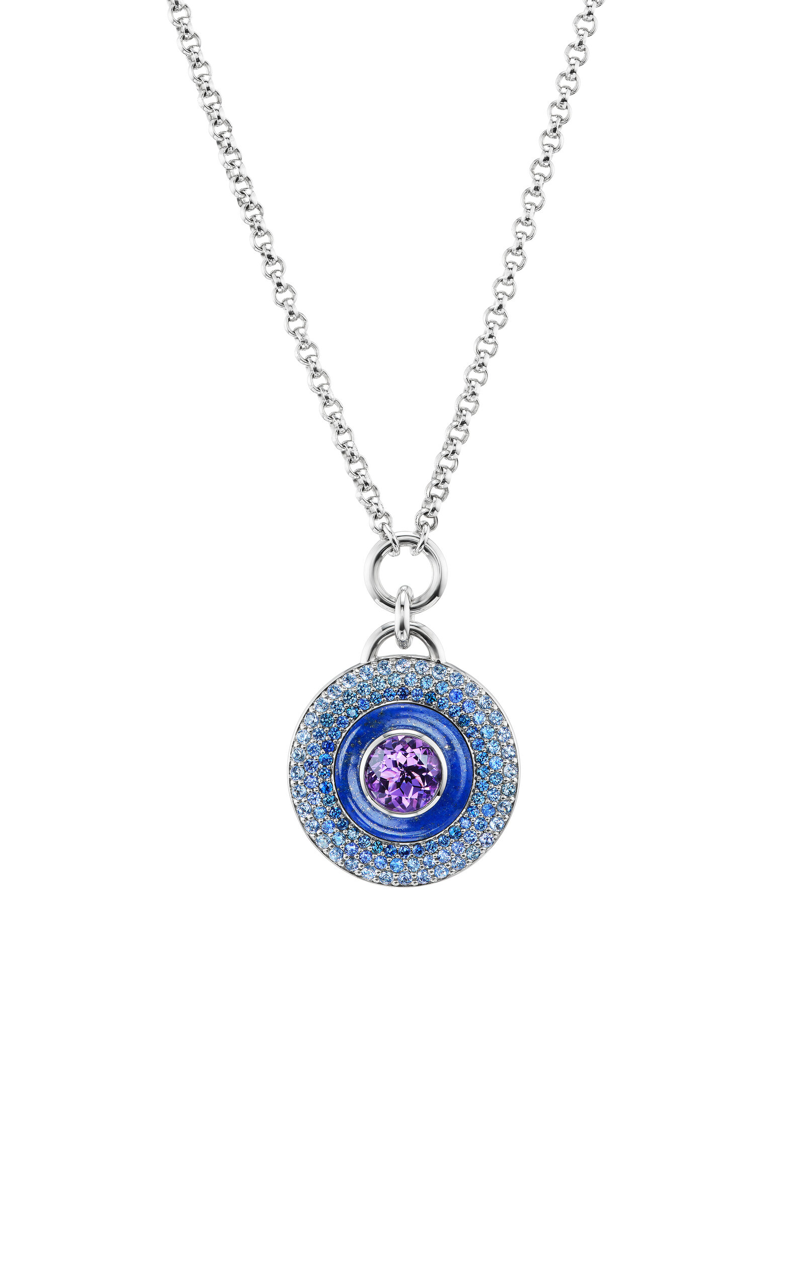 Space Medallion 18K White Gold Necklace
