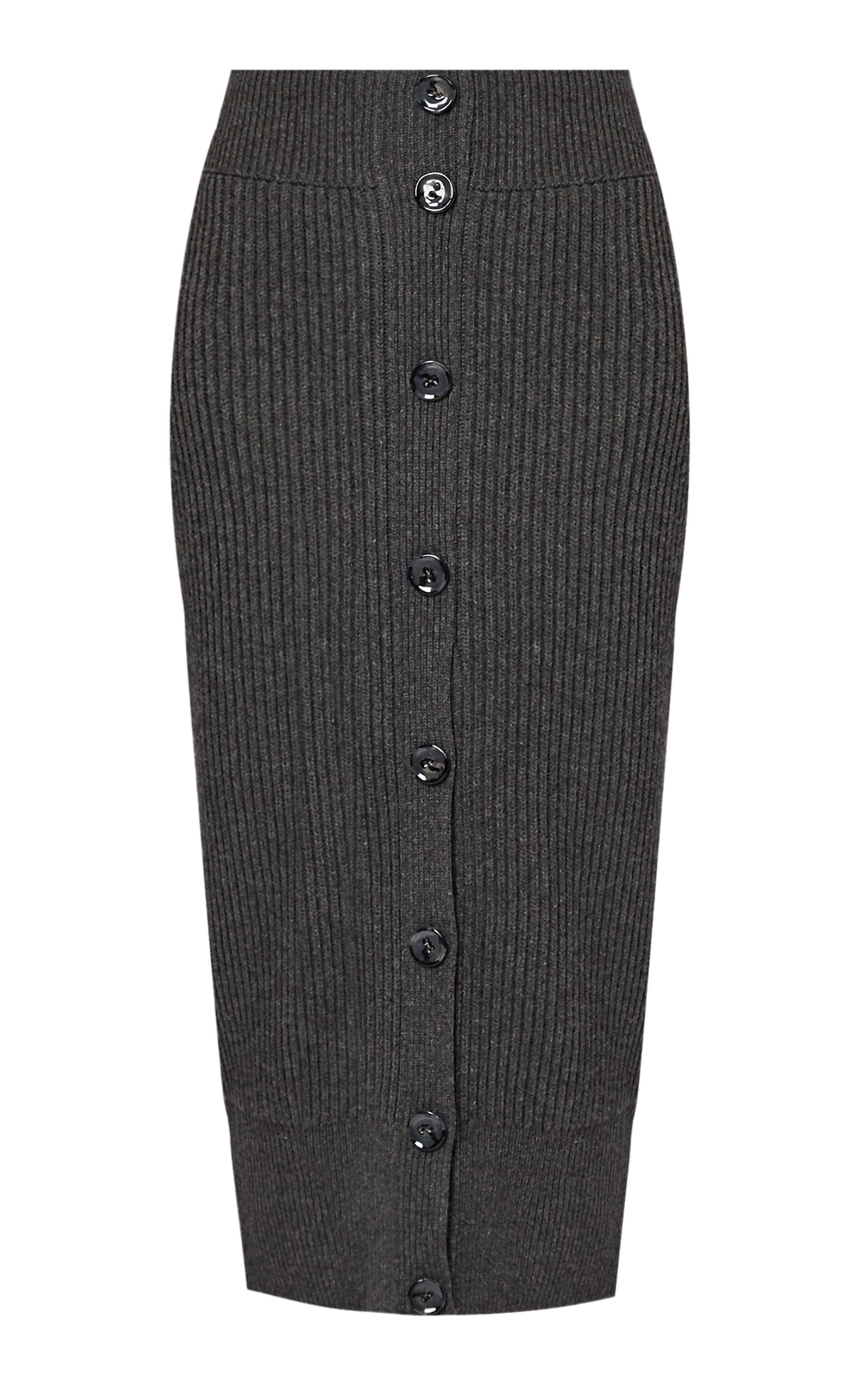 Erdem Button-front Wool-cashmere Midi Skirt In Grey
