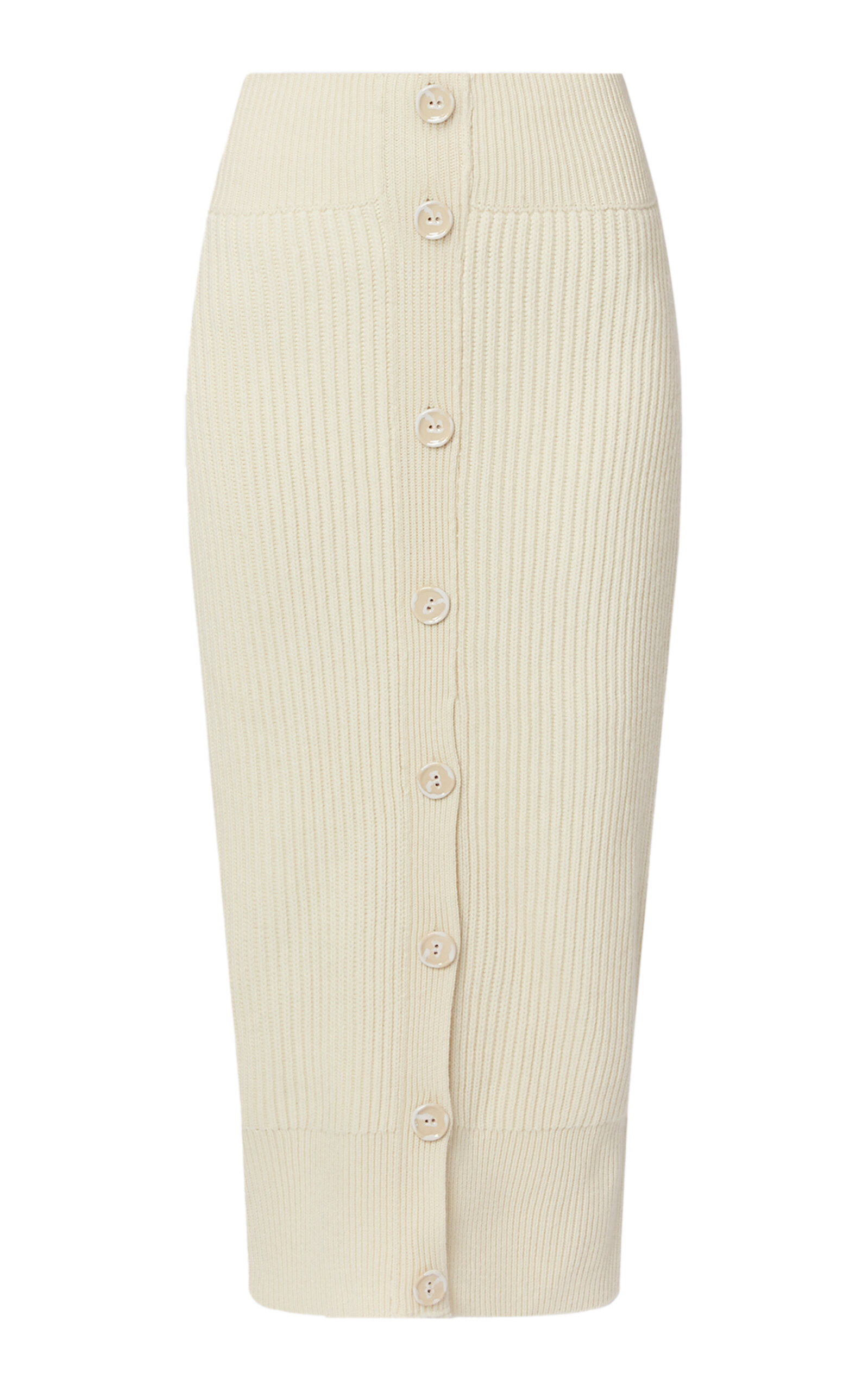 Erdem Button-front Wool-cashmere Midi Skirt In Off-white