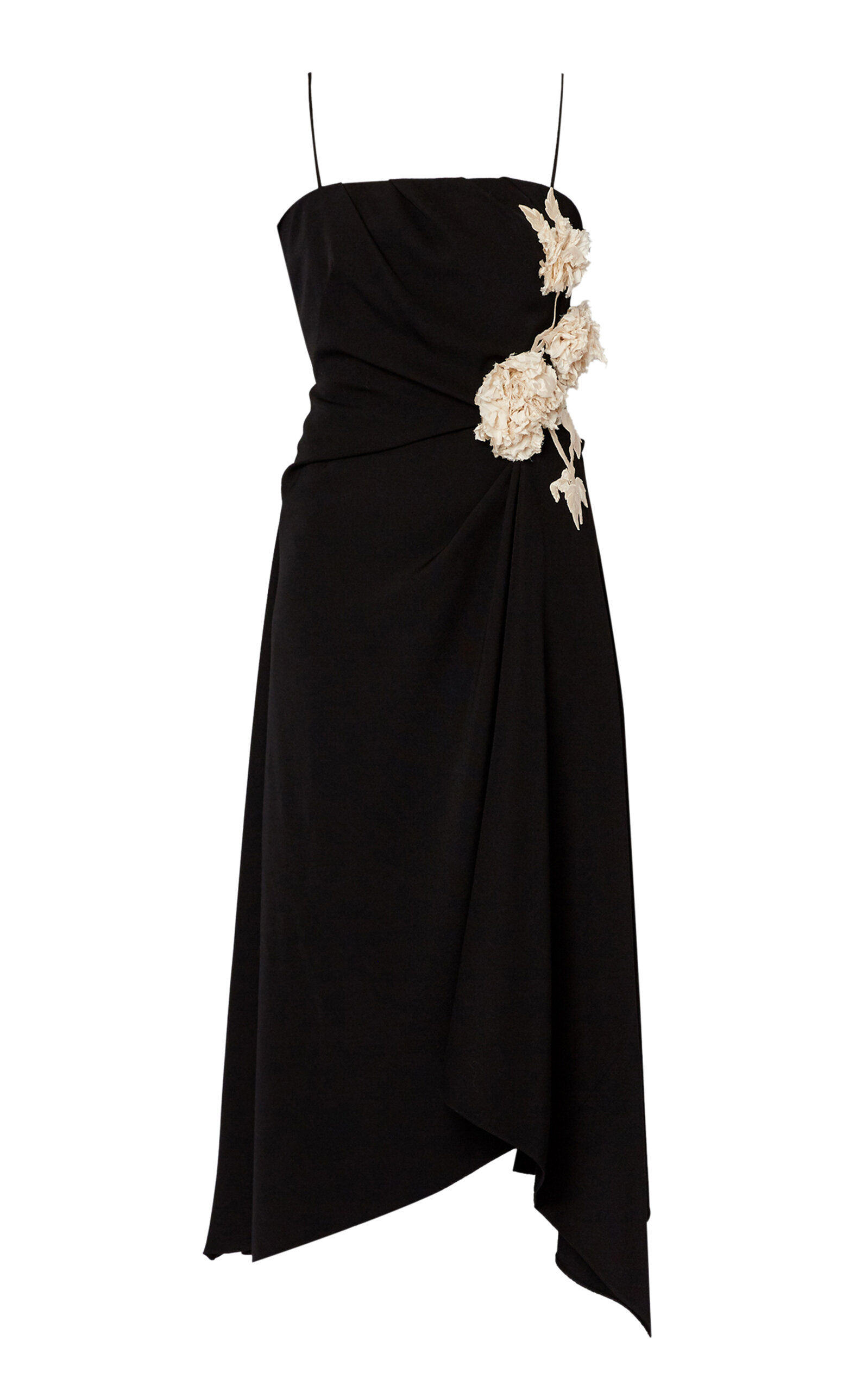 Shop Erdem Embellished Wool Midi Dress In Black