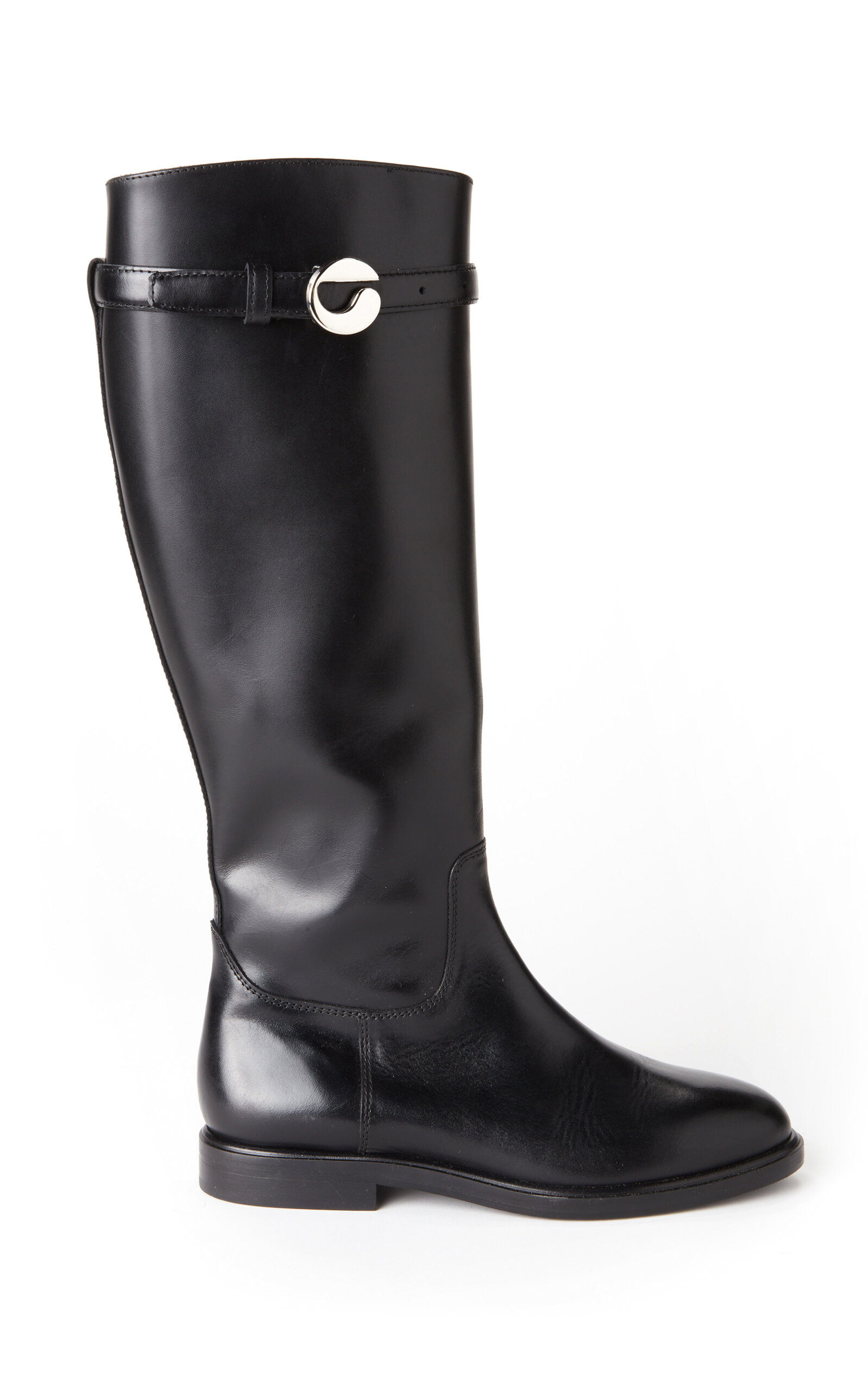 Coperni Leather Cavalier Boots With Strap In Black
